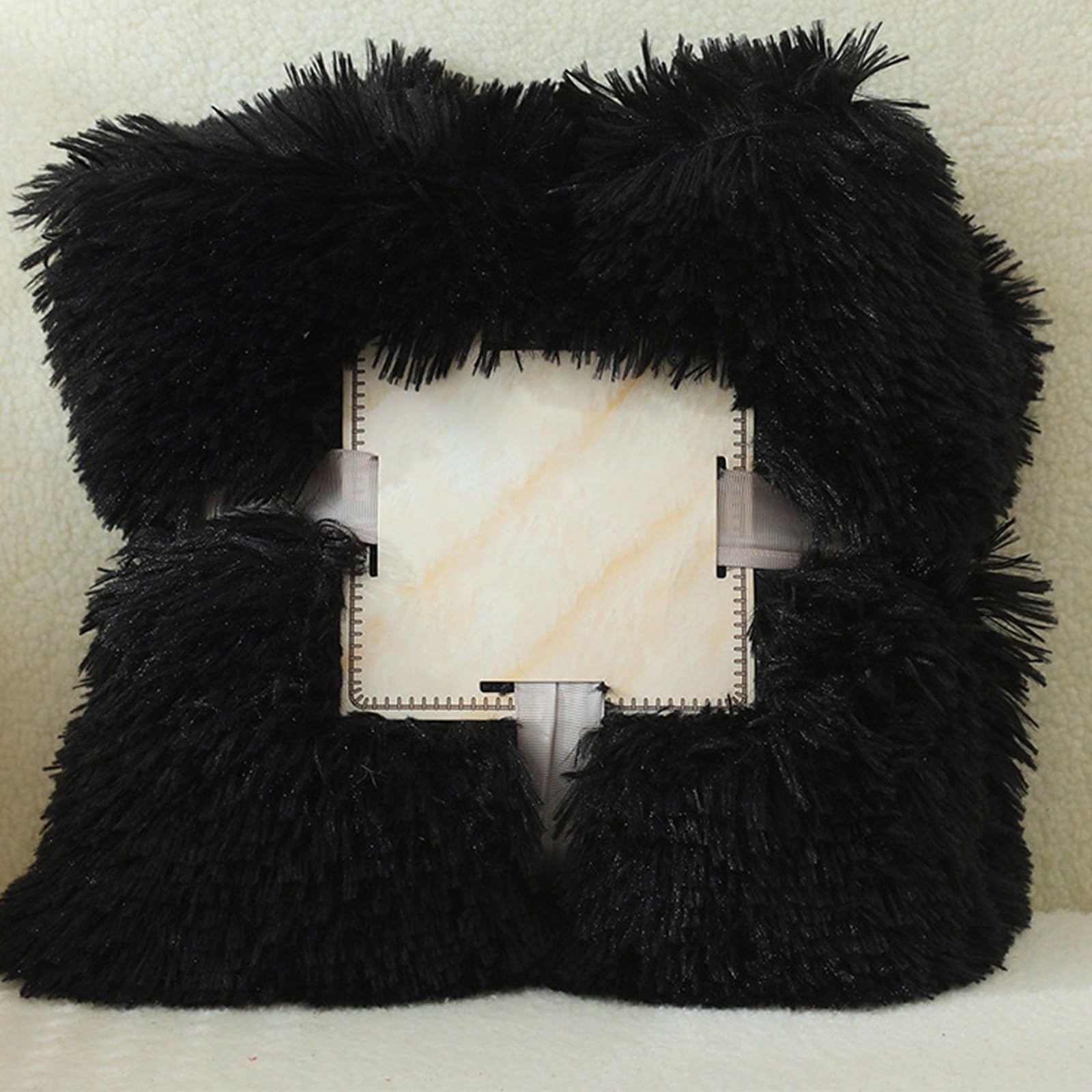 Couverture cadeaux de Noël en fausse fourrure noire et douce S