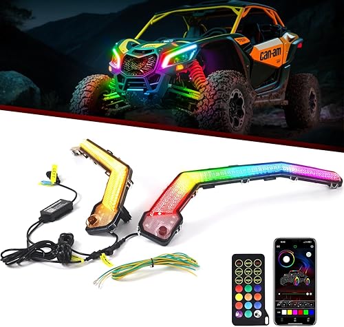 Miniatura 1 de Reemplazo de luces LED RGB para Can Am Maverick X3 XDS XRS Max Turbo R 2017-2024, con señal de giro DRL X3 montaje de luz de colmillos, resistente