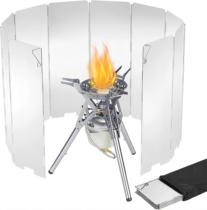 COOLBABY 10 Plates Camping Stove Windscreen, Foldable Outdoor Picnic
