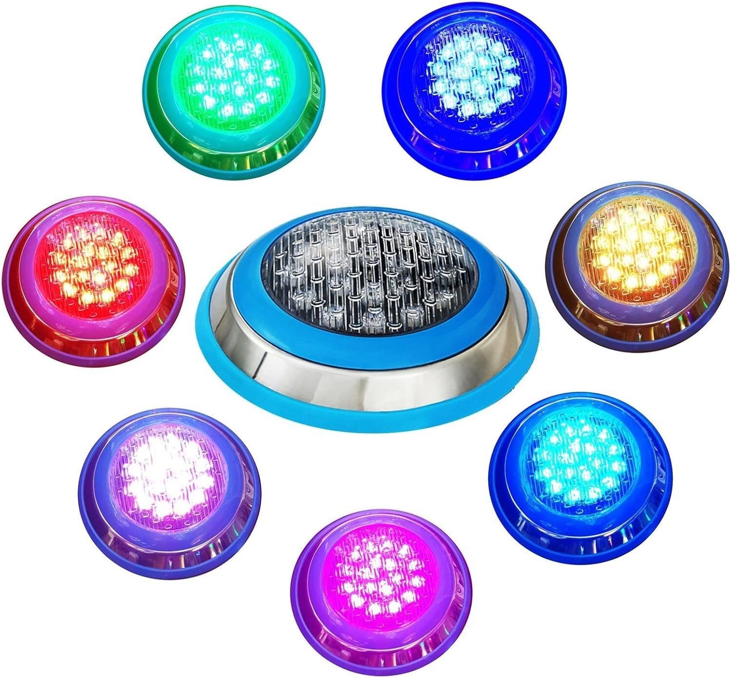 Teichleuchten, LED-Unterwasserleuchten für Pools, Unterwasserleuchten für Pools, Unterwasserleuchten aus Edelstahl, wasserdicht, Poolbeleuchtung (warmweiß, 24 V (9 W))