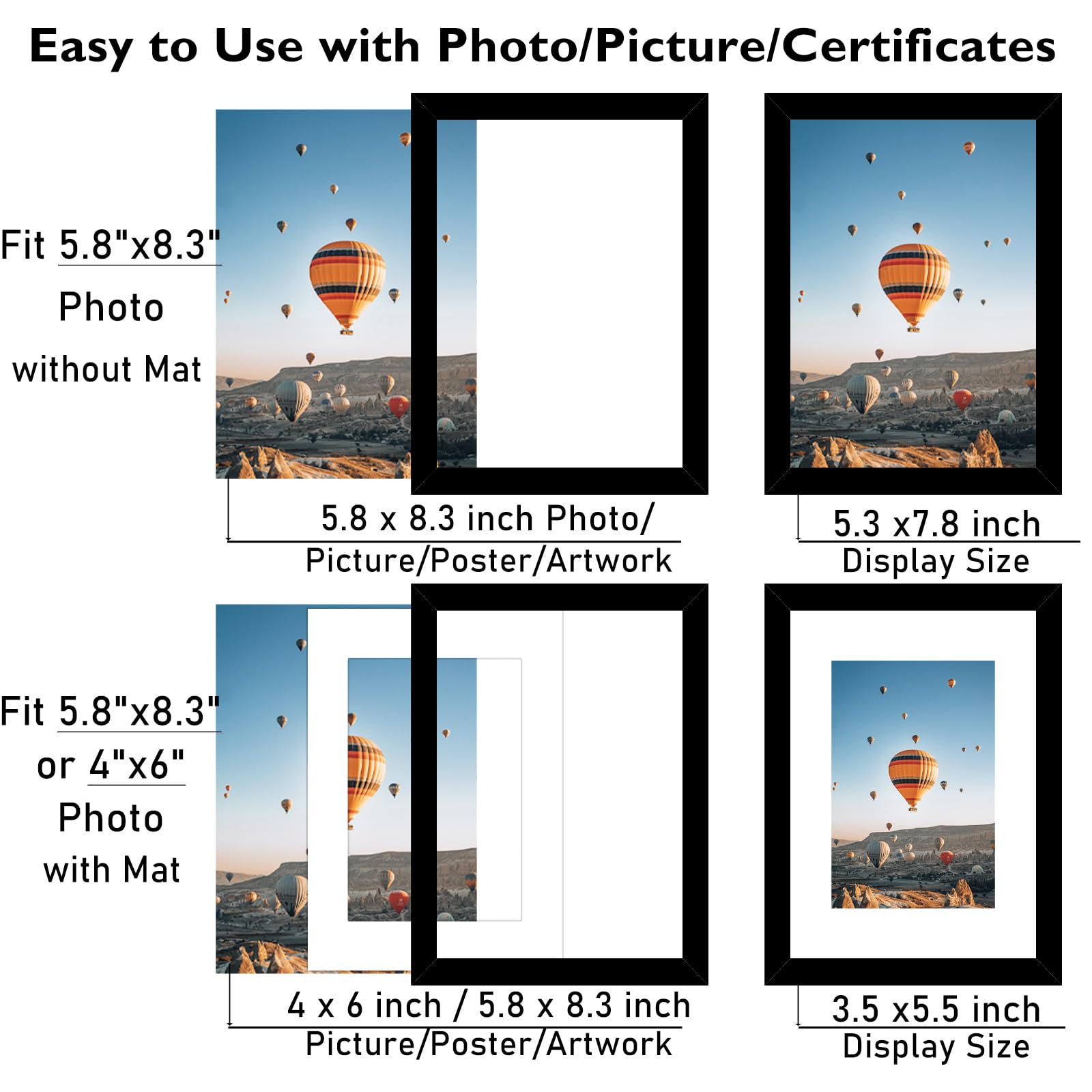 Amazon.com - JCJMY 5.8x8.3 A5 Picture Frame Set of 6 Black with