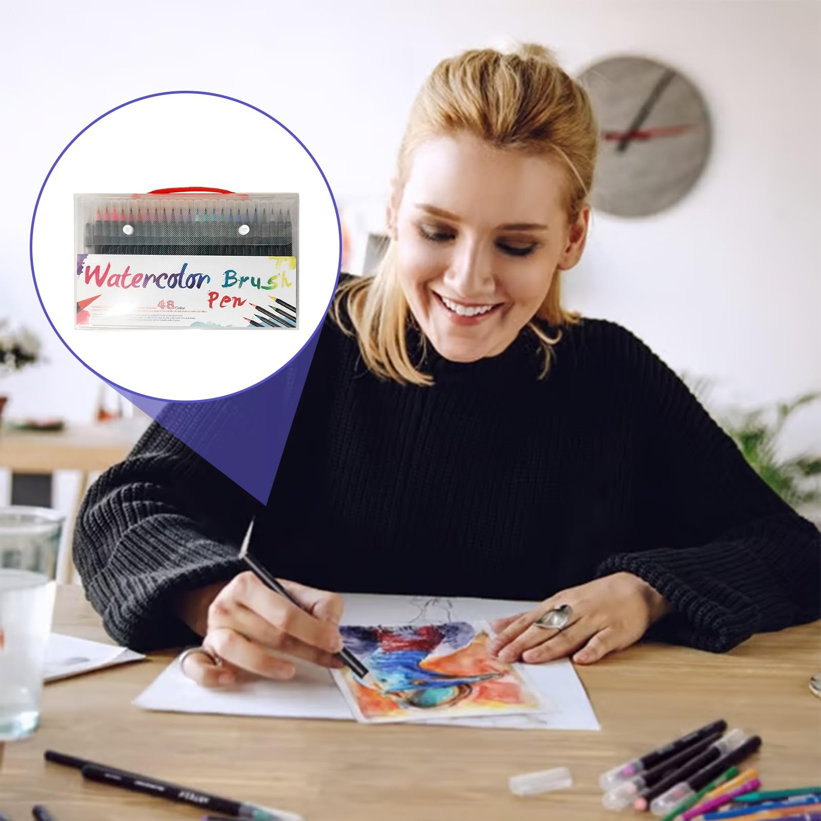 Pisaki Akwarelowe Zestaw markerów do kolorowania, artykuły do sztuki,