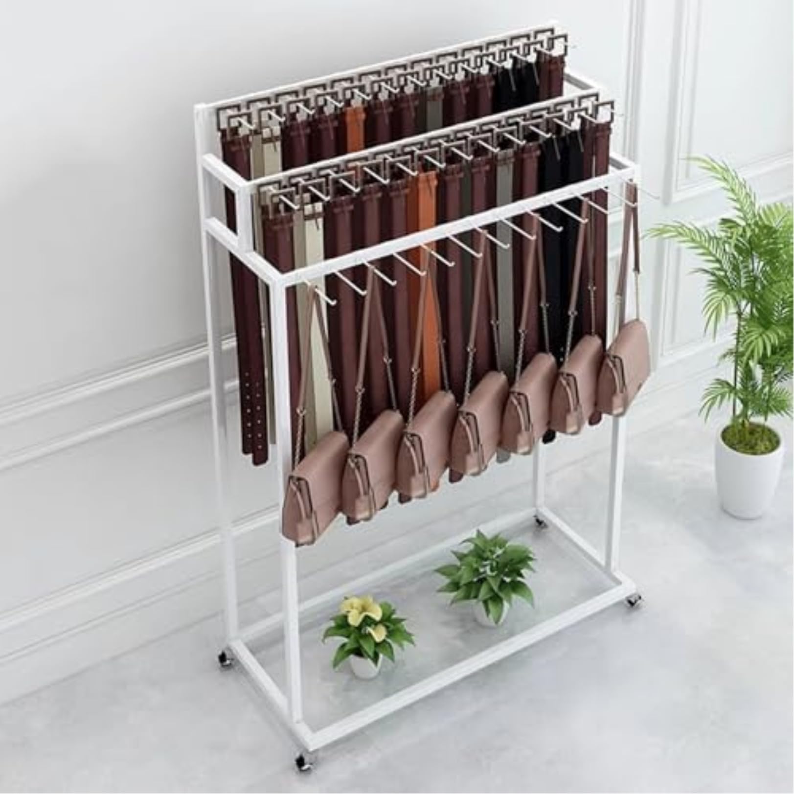 Expositor de metal de 3 niveles para corbatas, bufandas, cinturones, bolsas | Organizador versátil para colgar en la pared para armario, tienda, dormitorio y ahorro de espacio