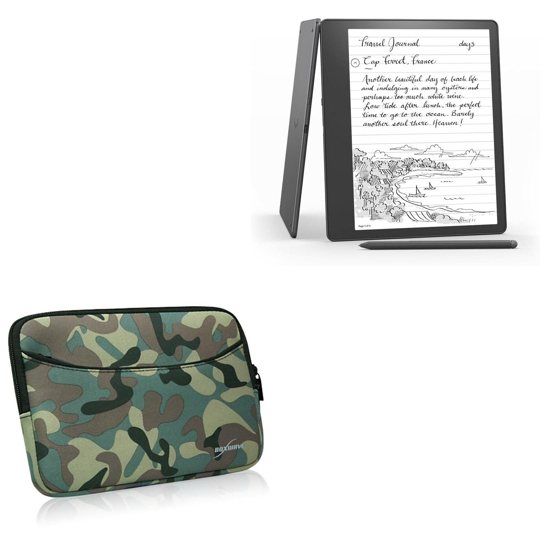 BoxWave Case Compatible with Amazon Kindle Scribe (1st Gen 2024) - Camouflage Suit with Pocket, Neoprene Camo Suit Zipper Pocket for Storage