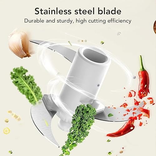 Miniatura 4 de Picadora eléctrica de alimentos con cuchillas de acero inoxidable de 5 tazas, trituración rápida, fácil de cocinar, molinillo de carne duradero y