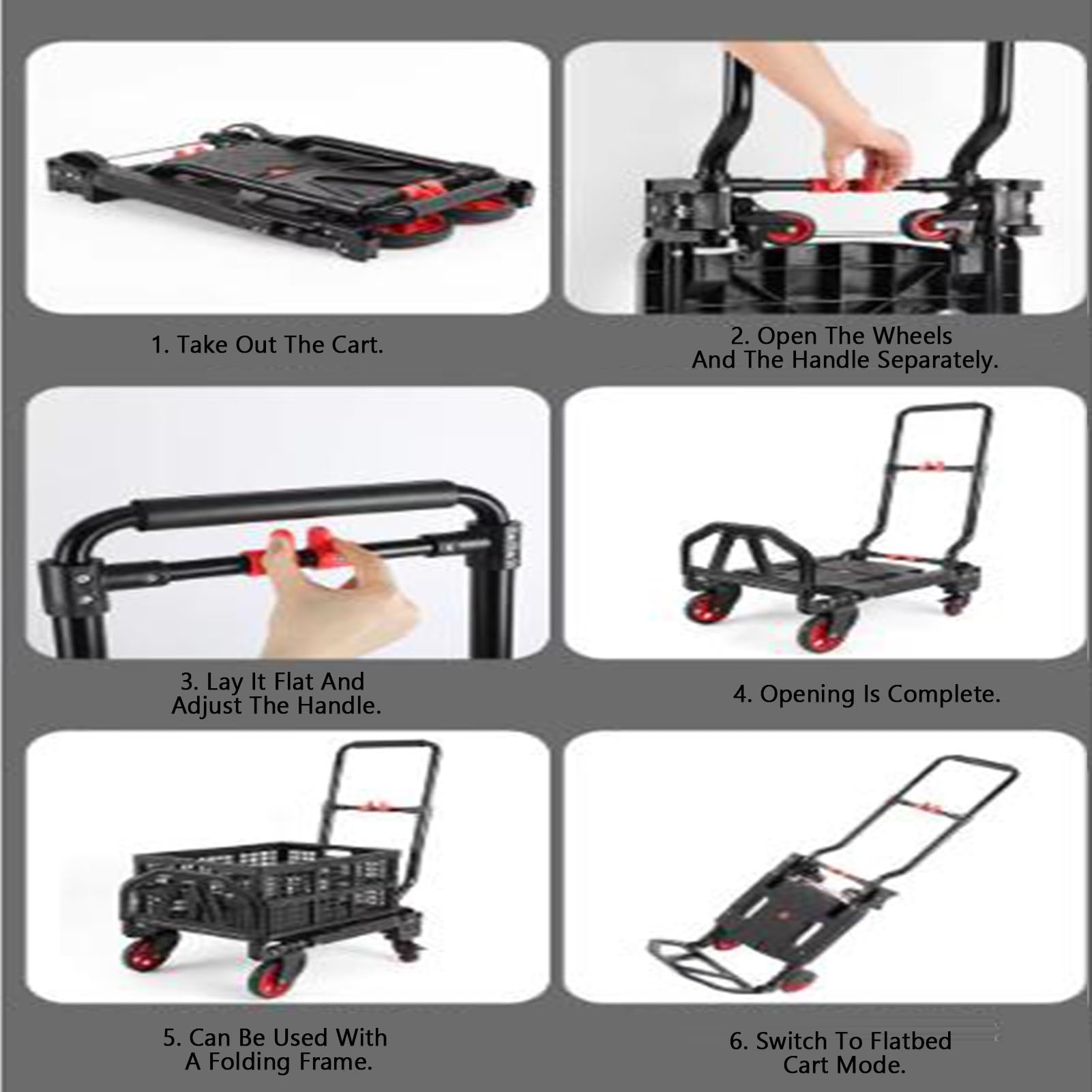 Pflanzen-Caddy Mit Rädern, 2-in-1-Klappkarre, Umwandelbar Zwischen 4-Rad- Und Zwei-Rad-Konfiguration, Teleskopgriff, 150 Kg Tragfähigkeit