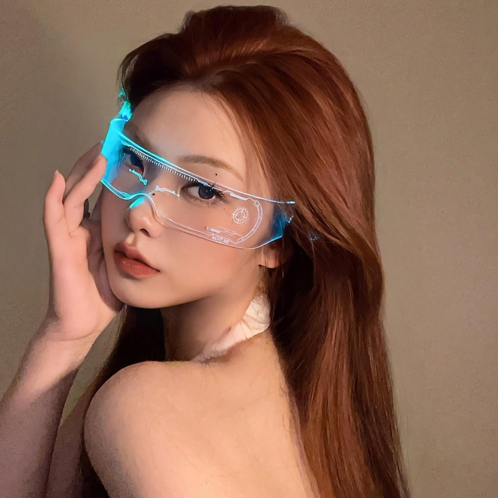 Okulary Led Dwustronne śWiatłO 7 KoloróW Okulary Cyberpunkowe śWiecąCe Okulary Na Koncert Imprezowy