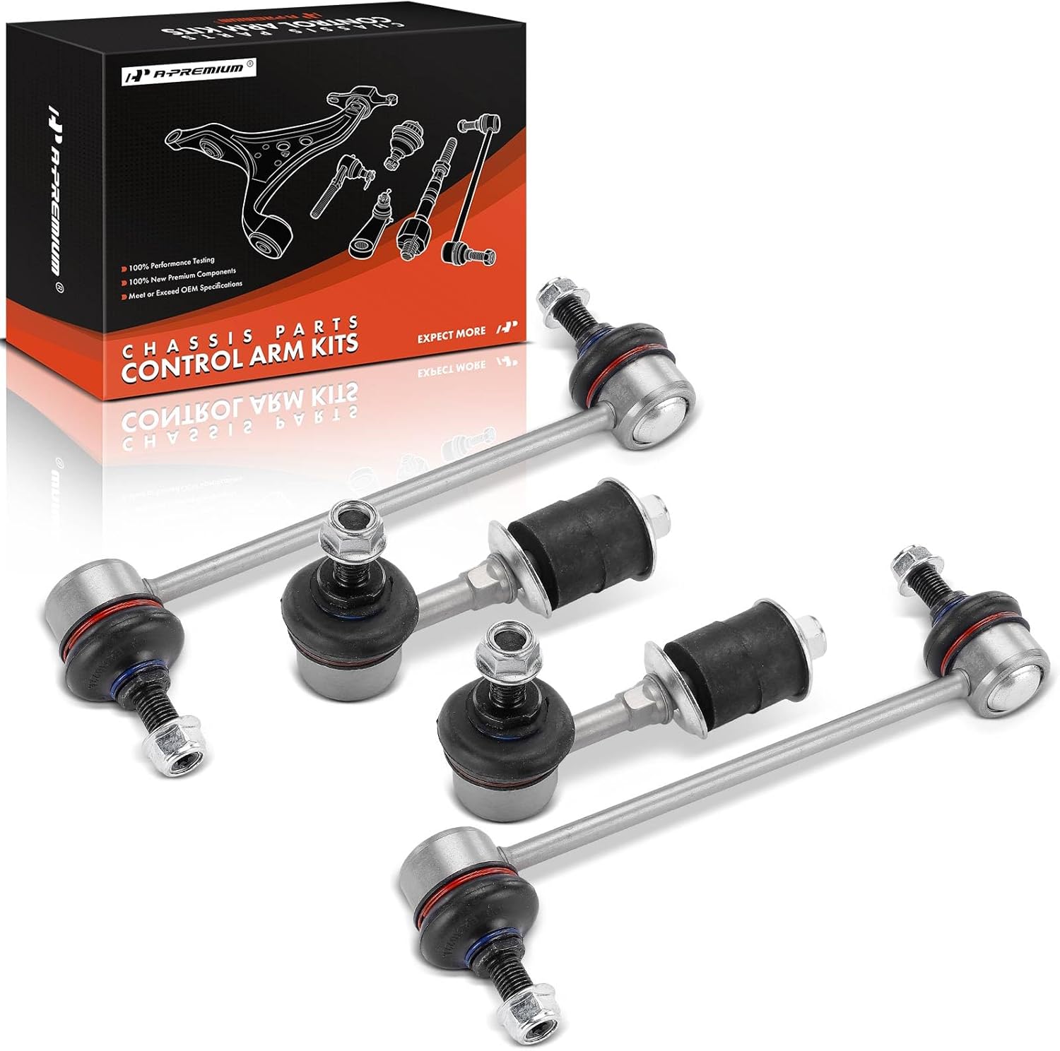 A-Premium Set of 4, Front and Rear Sway Bar Link Stabilizer Link Kit, Compatible with Hyundai Sonata 1999-2005, XG300 2001, XG350 2002-2005 & Kia Optima 2001-2006, Amanti 2004-2006, Magentis 2001-2006
