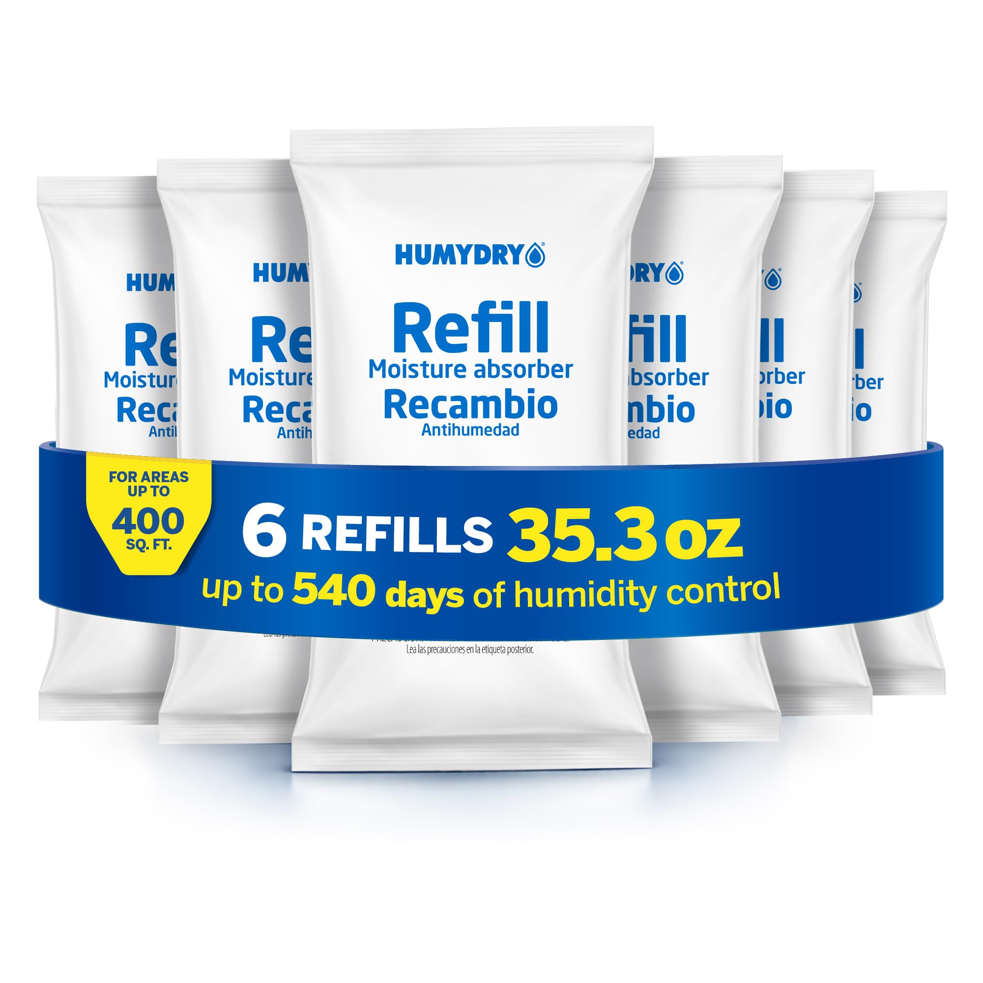 HUMYDRY Moisture Absorber Refills for 35.3oz Device, Unscented 6-Pack