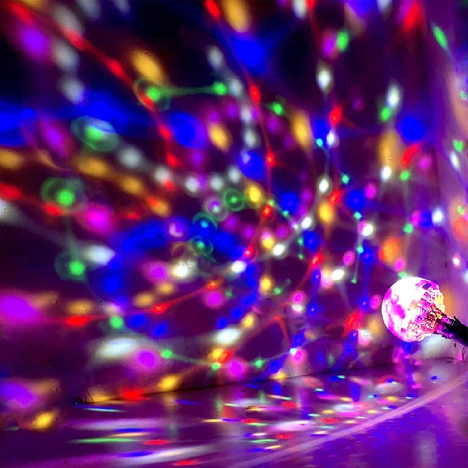 SUYOOULIN Colorful Magic Rotating Ball Light, AC 85-265V E26/E27 LED Disco Ball Light, RGB Disco Light Bulb, Multi-Colored Dj Disco Lights for Parties Bar Karaoke (6 Pack)