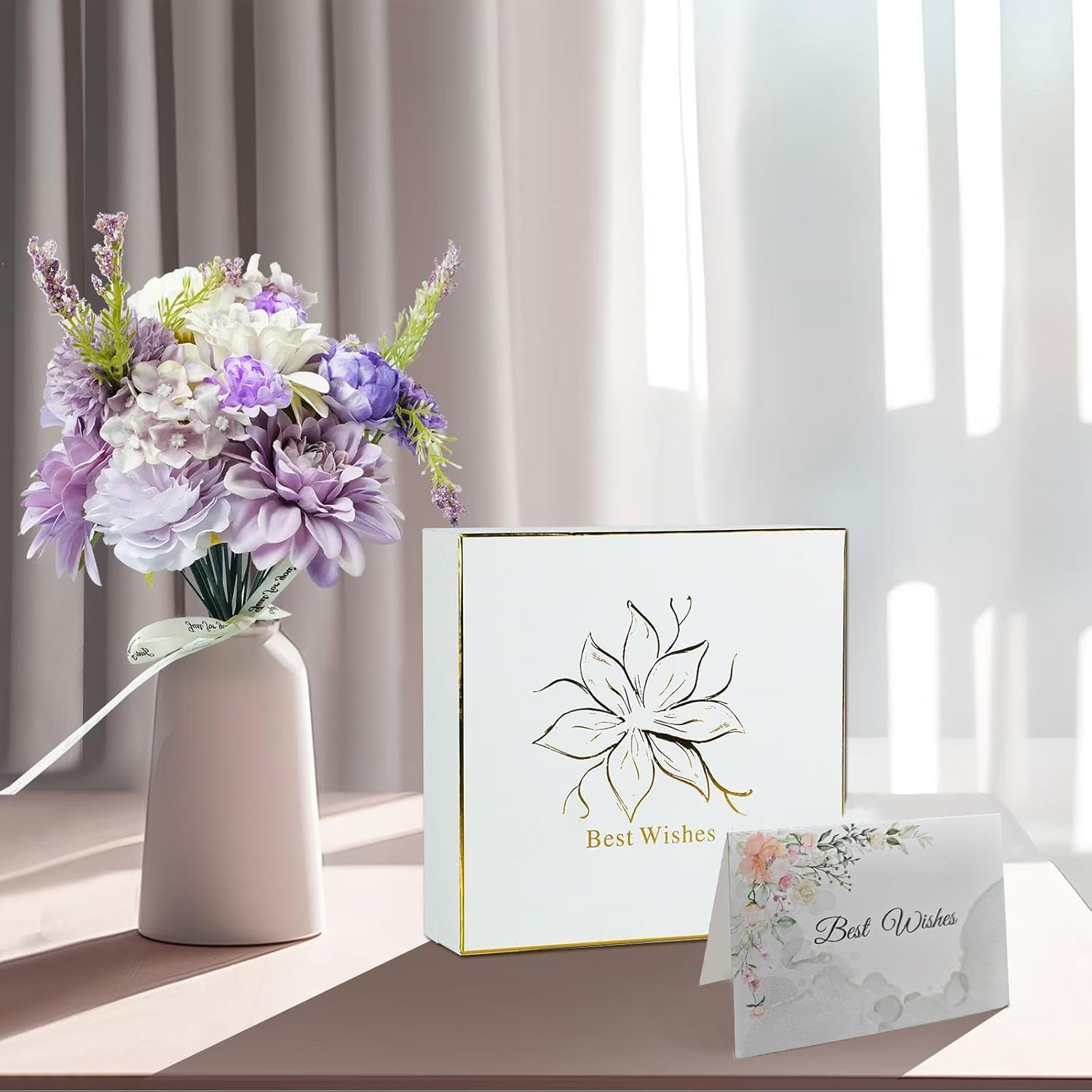 Purple Silk Flowers, Artificial Flower Combo Box Set with Stems for Bridal Wedding Bouquets, Table Centerpieces Decor, Floral Arrangement Home Decor - Image 5