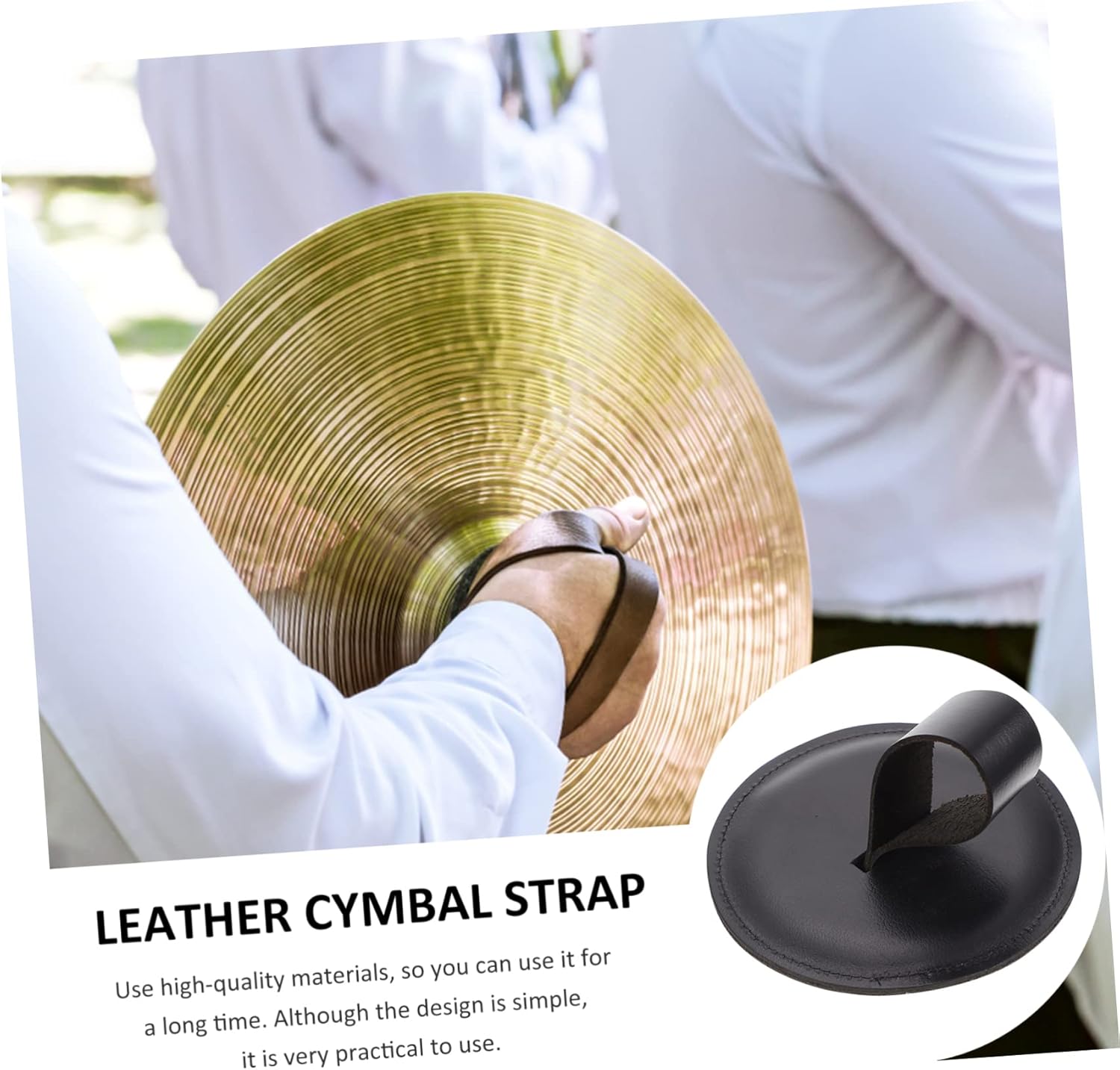 Cowhide Cymbal Strap Replacement Soft Leather Handguard Cushion for Crash Cymbals Drum Accessories 20.07X5.03 Inch Durable Practical Protection
