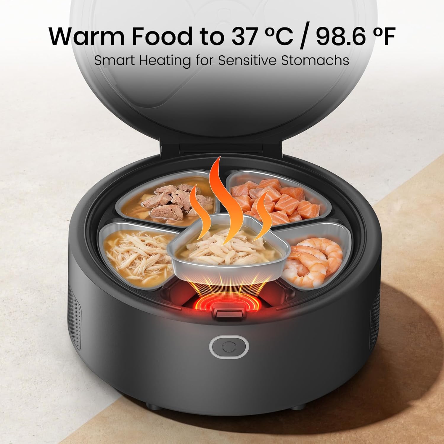 Automatic Wet Food Cat Feeder with 3MP Night Vision Camera, App Control, Dual Semiconductor Cooling, Heating Feeding Area, AI Anti-Pinch Safety, 5 Food-Grade Stainless Steel Trays Pet Food Dispenser