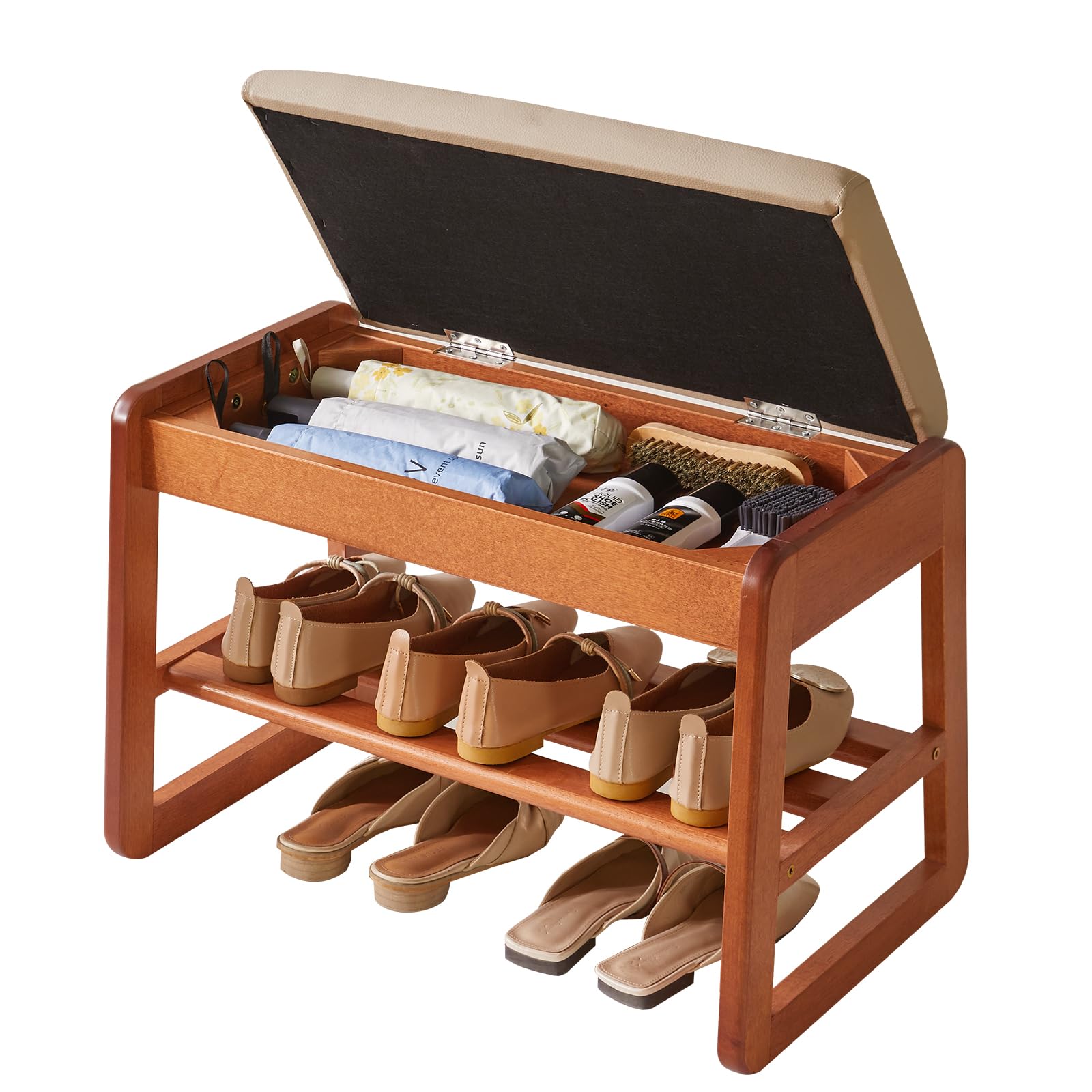 Amazon.com: Aibiju Wood Shoe Bench with Flip-Top Storage, 2-Tier