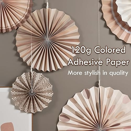 Miniatura 7 de Easy Joy Juego de 6 piezas de papel para colgar abanicos de fiesta, diseño redondo de circo de carnaval, decoración de guirnaldas de papel para