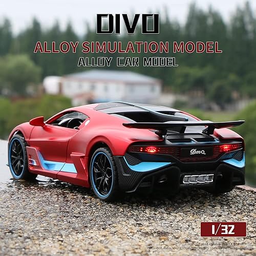 Miniatura 6 de 132 Bugatti Divo aleación de zinc pull back coche fundido a troquel juguetes electrónicos con luces y música, decorativo, mini vehículos juguetes