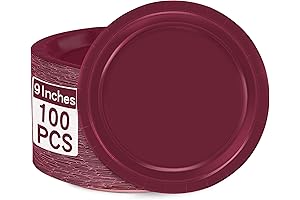 QZYL Disposable Burgundy Paper Plates: Premium Round Dinnerware for Any Occasion