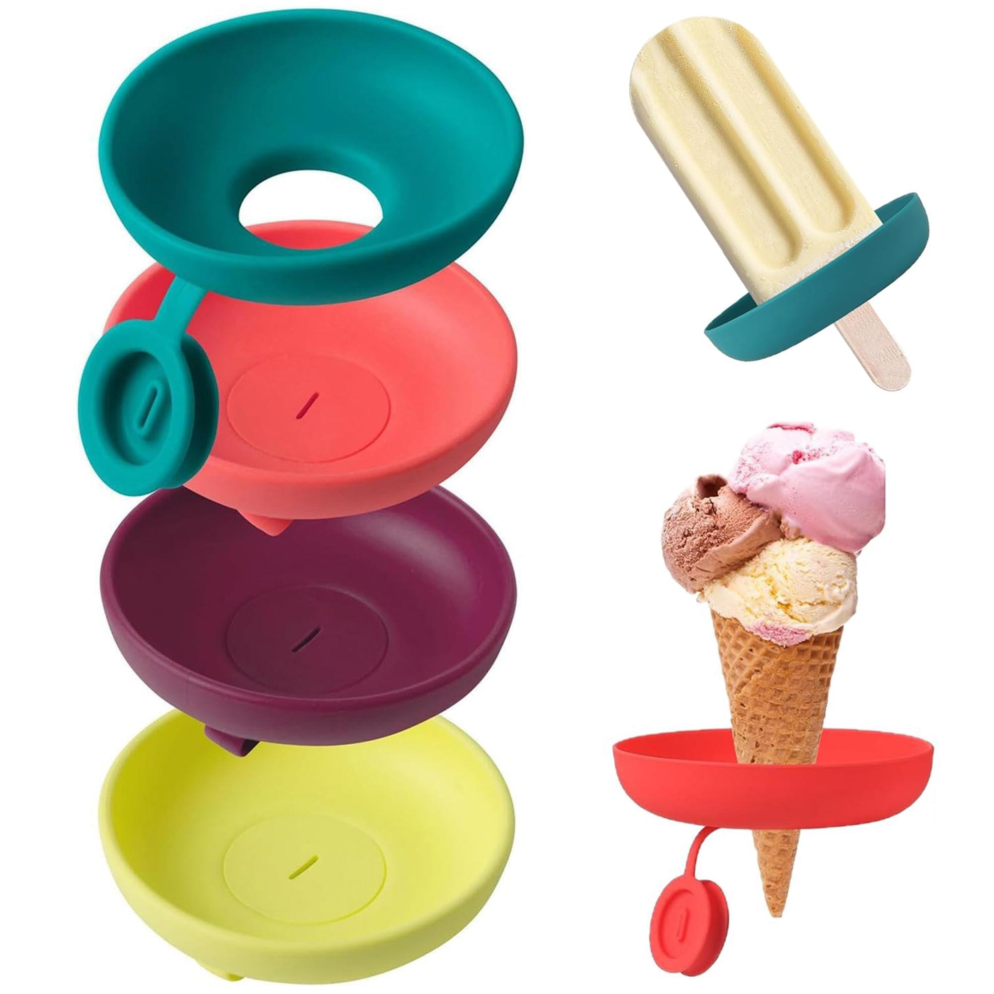 4 szt. Silikonowy uchwyt na popsicles, uchwyt na lody na patyki, wielokrotnego użytku uchwyt silikonowy na lody