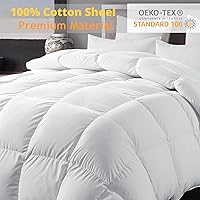 Vista 4 de ELNIDO QUEEN® Edredón de fibra de plumón tamaño Queen – Relleno de edredón blanco esponjoso para todas las estaciones – Lujoso edredón de cama