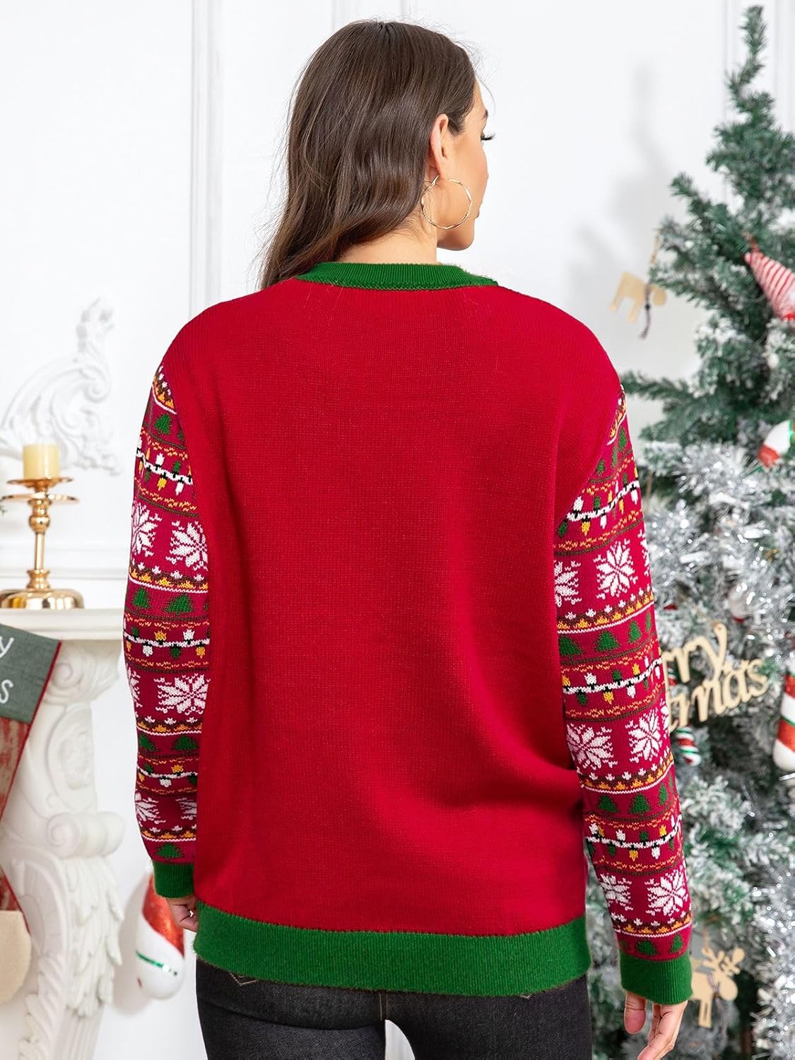 LANPULUX Ugly Christmas Sweaters for Women Pullover Christmas Sweater Funny Novelty Sweater Tops Knitted Party Jumper - Image 4