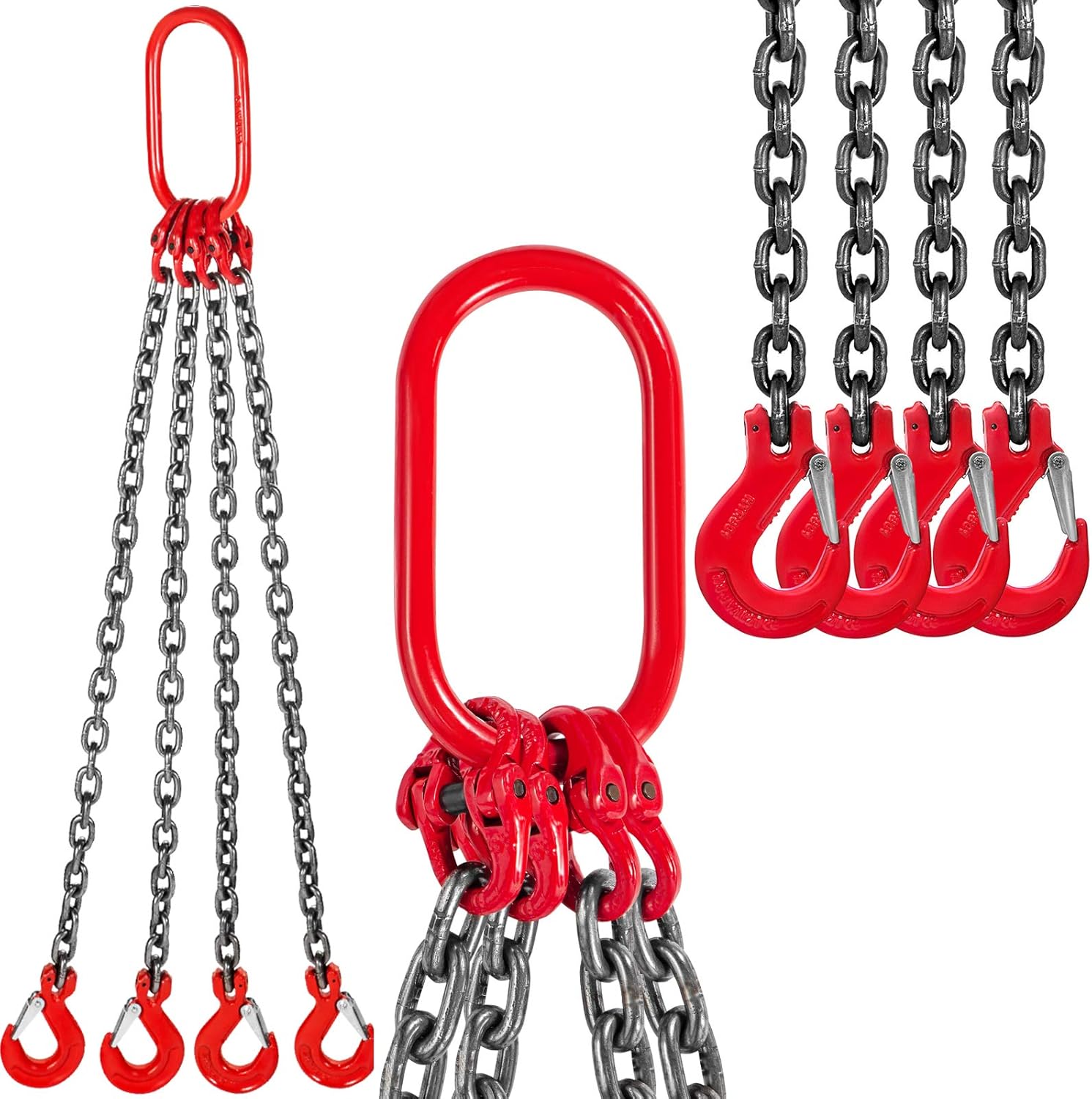 Mophorn G80 Cadenas de Elevación de 4 Patas 1 m/4T, Eslinga de Cadena con Diámetro de Cadena 8 mm, Eslinga de Carretilla Elevadora para Minería, Puertos y Construcción
