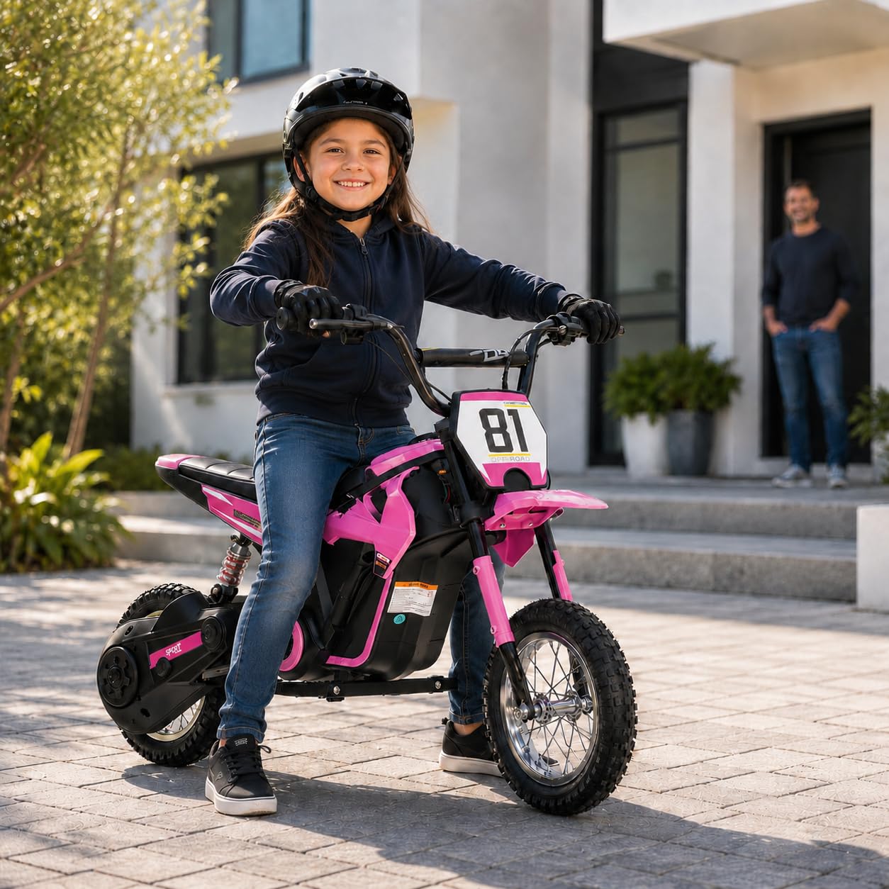 TOYSCAR Moto Elettrica per Bambini 24V 10Ah NITRO GT Motore 350W, Minimoto Elettrica Moto Cross Elettrica, Pit Bike Elettrica, Ruote Gonfiabili 12" Freno a Disco, Sedile in Pelle, 5-10 Anni