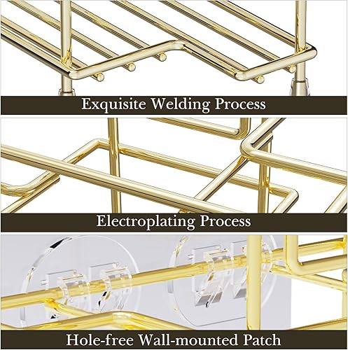 Miniatura 5 de Linkidea Soporte para cepillo de dientes de montaje en paredencimera para ducha, soporte para pasta de dientes de acero inoxidable, organizador de 3
