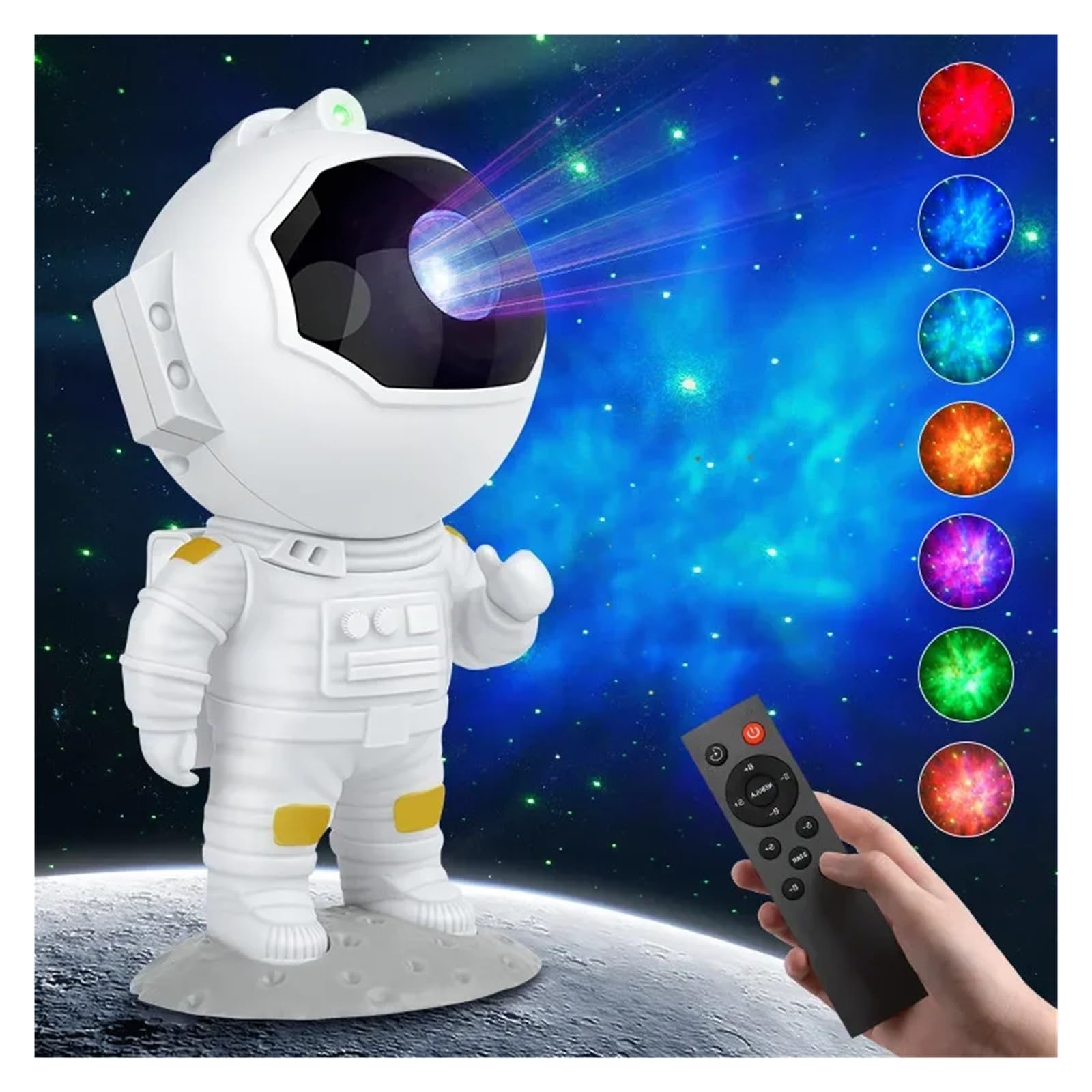 Astronauta Galaxy Starry Sky Projektor Nocne Światło Pilot Rakieta Mgławica Projekcja Lampy Do Sypialni Boże Narodzenie Dzieci Prezent Przezroczysty Obrazowanie(With Music)