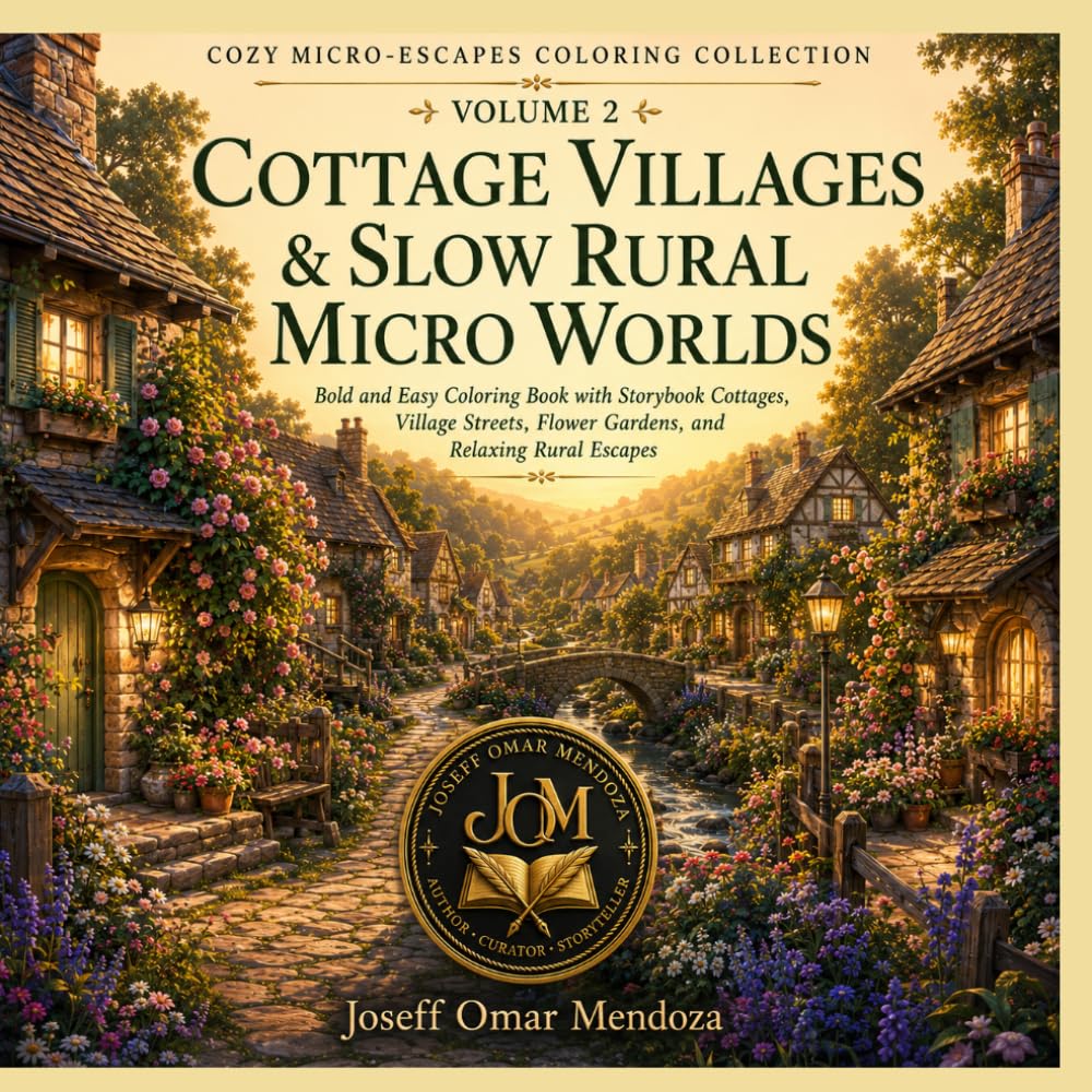 Cottage Villages and Slow Rural Micro Worlds: Bold and Easy Adult Coloring Book Featuring Cozy Cottages, Village Streets, Garden Paths, Farm Stands, ... & Easy Relaxation Coloring Books for Adults)
