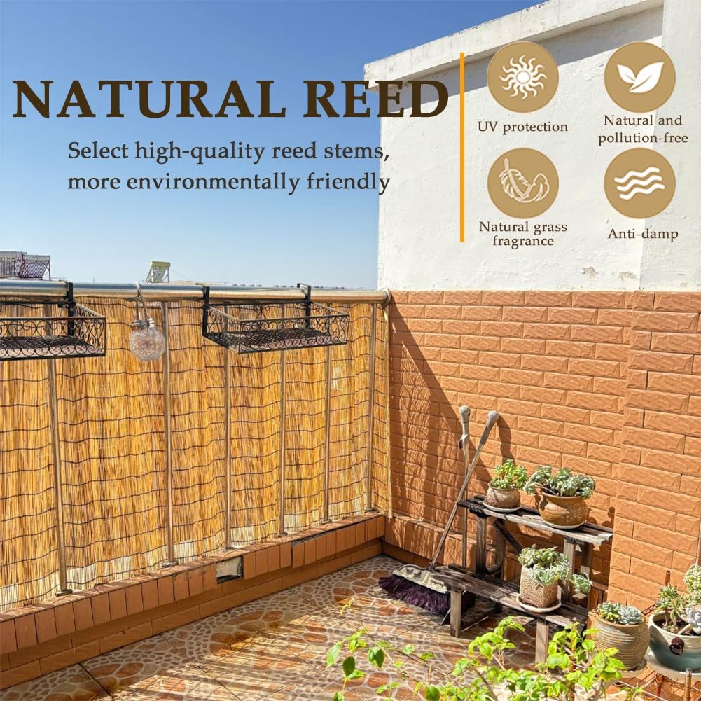 Genérico Ocultacion Jardin Valla Exterior, Natural Cañizo Vallas de Madera, Privacidad Cerca de Bambu, Cañizo Valla para Interiores y Exteriores Balcón Terraza Decoración(80 * 1200cm)