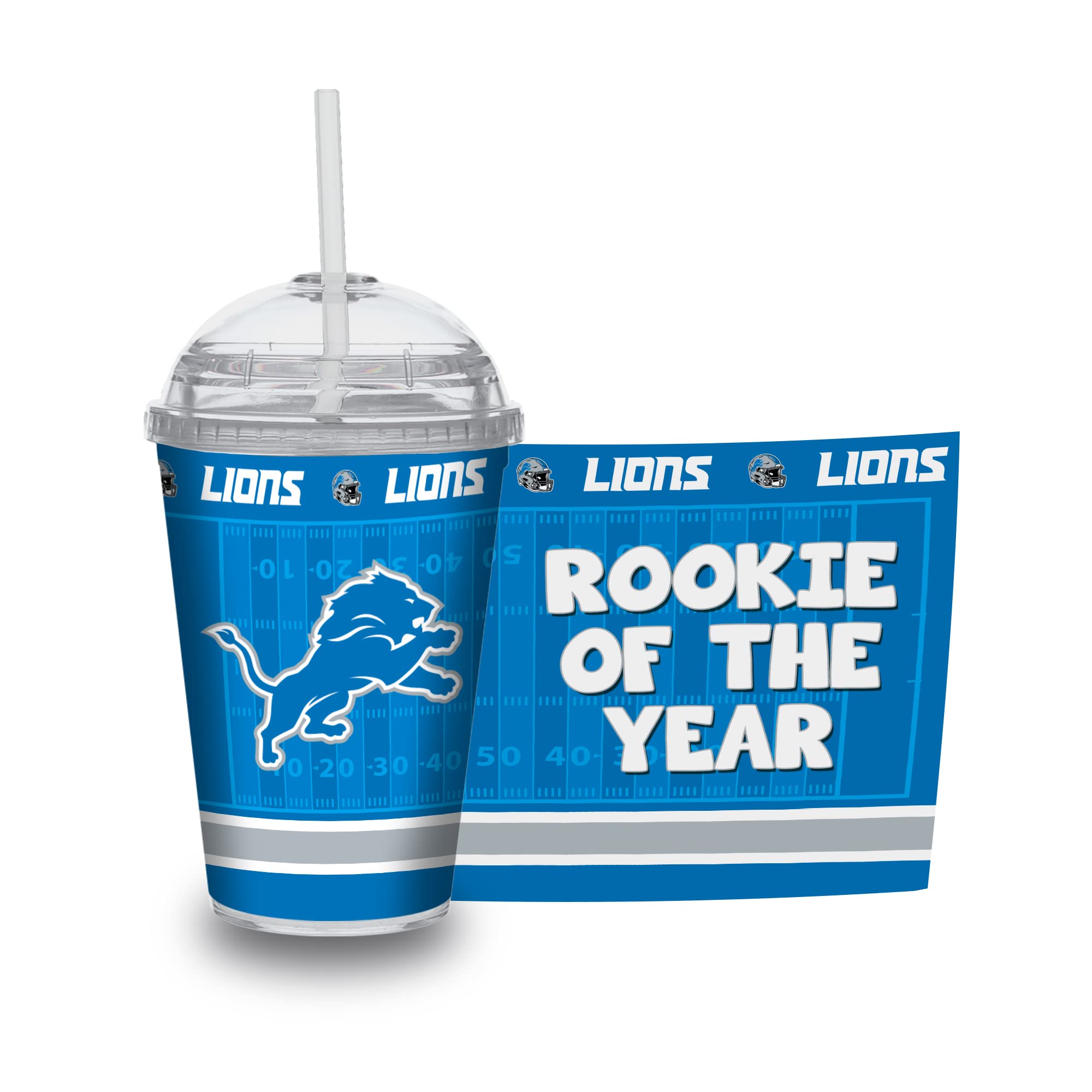 Rico Industries NFL Football Rookie of The Year 12oz Acrylic Tumbler, Youth Tumbler with Swirly Straw