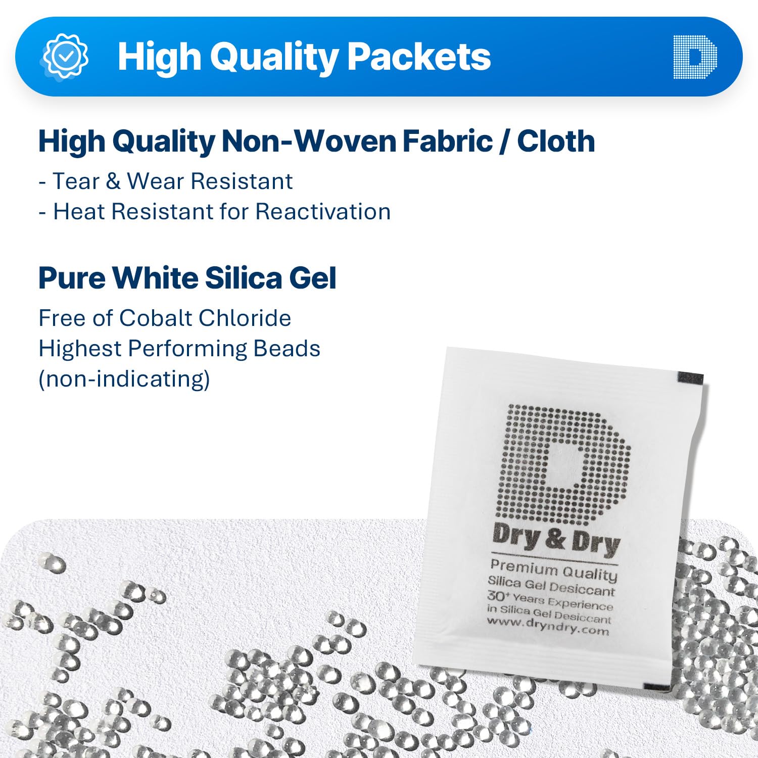 20 gram Lot de 25,4 cm Dry & Dry "paquets de gel de silice Déshumidificateur d'absorbeur d'humidité, blanc, 20 Gram - 5 Pack