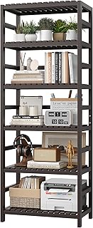FOTOSOK 6-Tier Bamboo Shelf, Bamboo Bookcase with Adjustable Shelves, Fr...