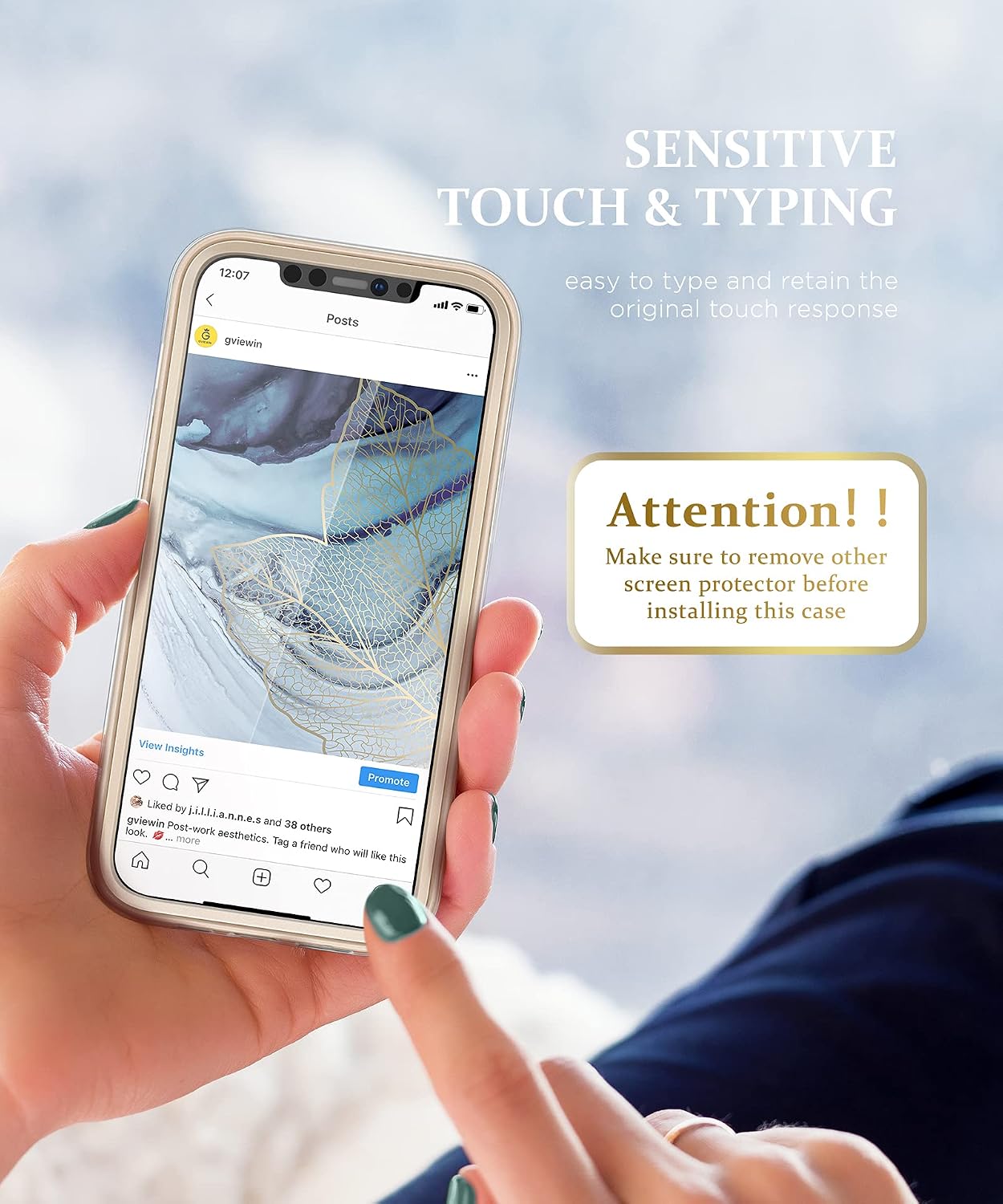 GVIEWIN Compatible with iPhone 12 Pro Max Case 6.7 inch 2020, Women Marble Shockproof Cover with Full-Body Protection, [Built-in Screen Protector] for iPhone 12 Pro Max Phone Case (Leaf/Teal)