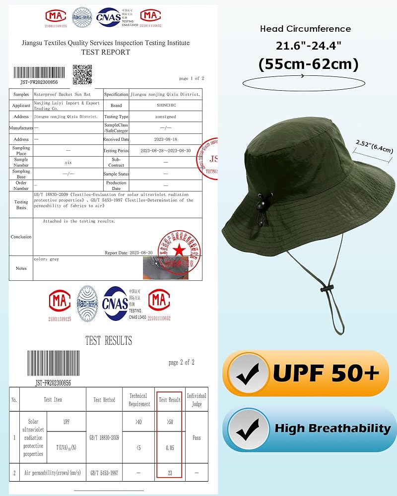 Amazon.com: Water-Resistant Sun UPF 50+ Bucket Hat Protection