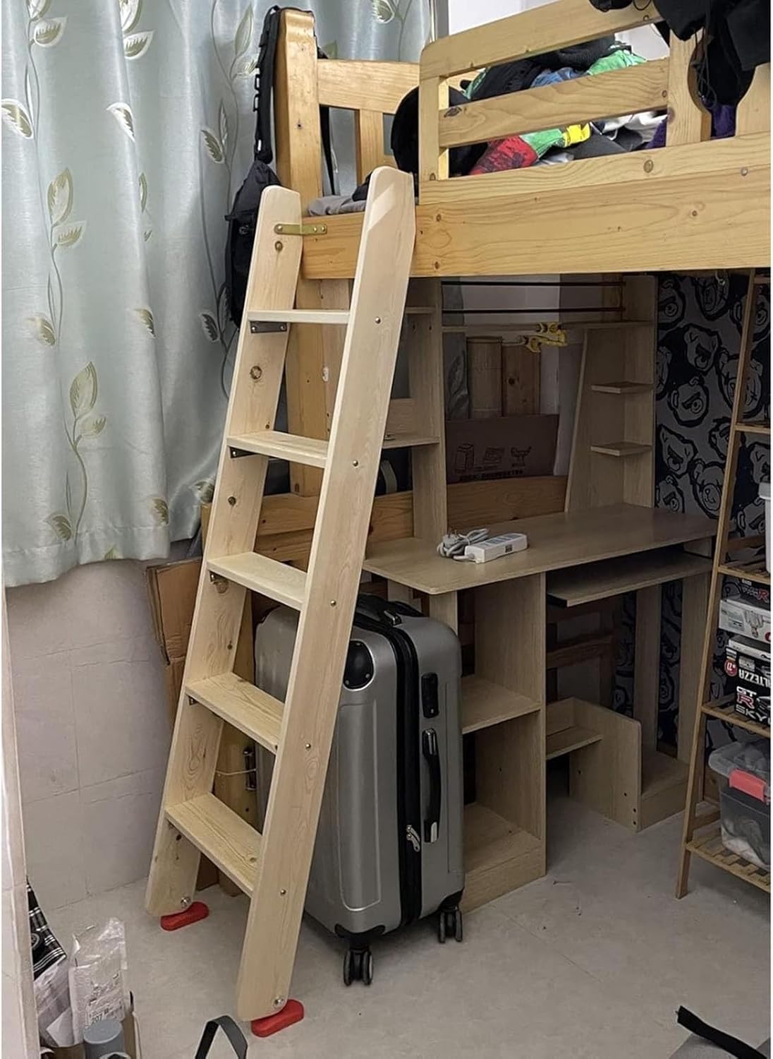 Wood Color Bunk Bed Wooden Ladder - 4 5 6 7 Steps Ultra High Loft Bed Replacement Ladders, for Kids/Elderly/Disabled Use Durable Bunk Bed Ladder/Replacement Ladde. Supports Up to 300 Lbs (Size : 175m