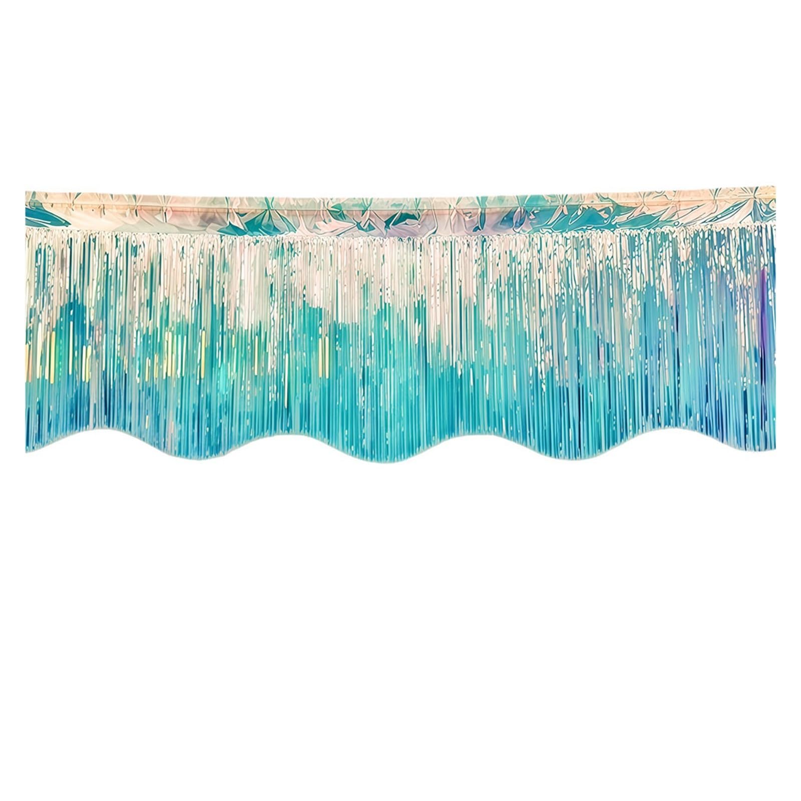 EnxJire Fringe Backdrop Curtain Wavy Iridescent Foil Fringe Garland Streamers Shiny Wall Hanging Banner Backdrop for Wedding Party Decorations