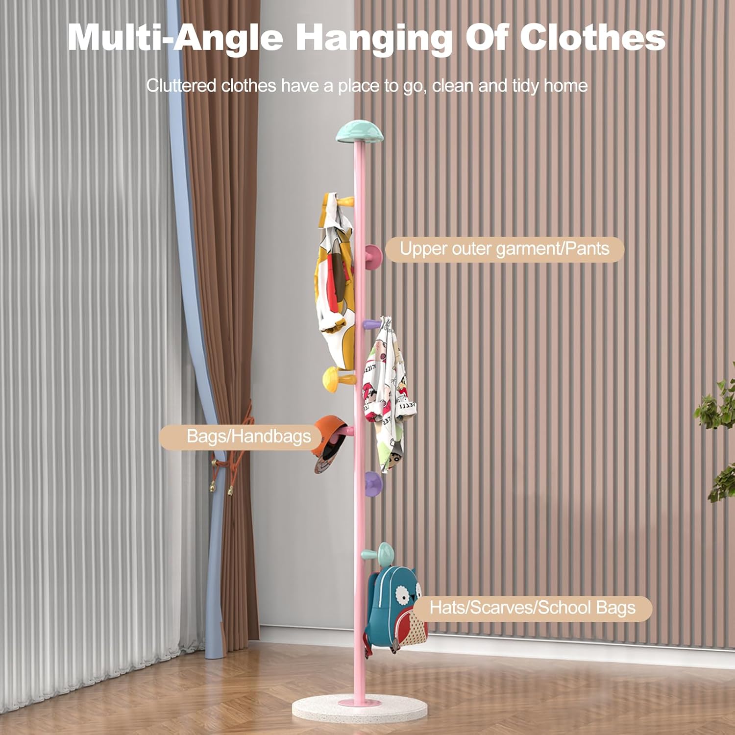 Ergocar multifunctional coat rack. 7 mushroom hooks for hanging at multiple angles, suitable for hanging clothes, bags, hats, scarves, etc. Coat racks can help you keep your living space tidy
