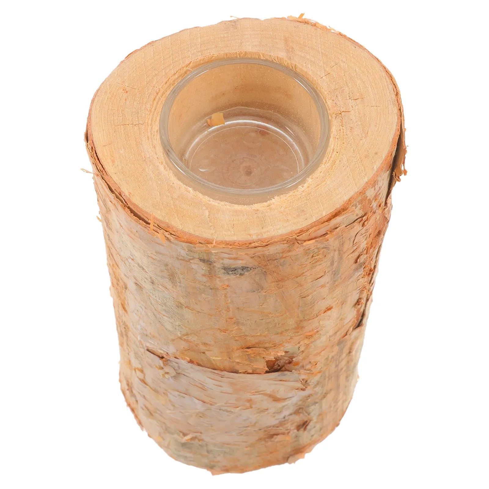 QuxetlRyz Wooden Tree Stump Decor 1Set Rustic Wood Holder Stand Natural Tree Stump Style for Home Decor Dining Table Centerpiece Tea Light