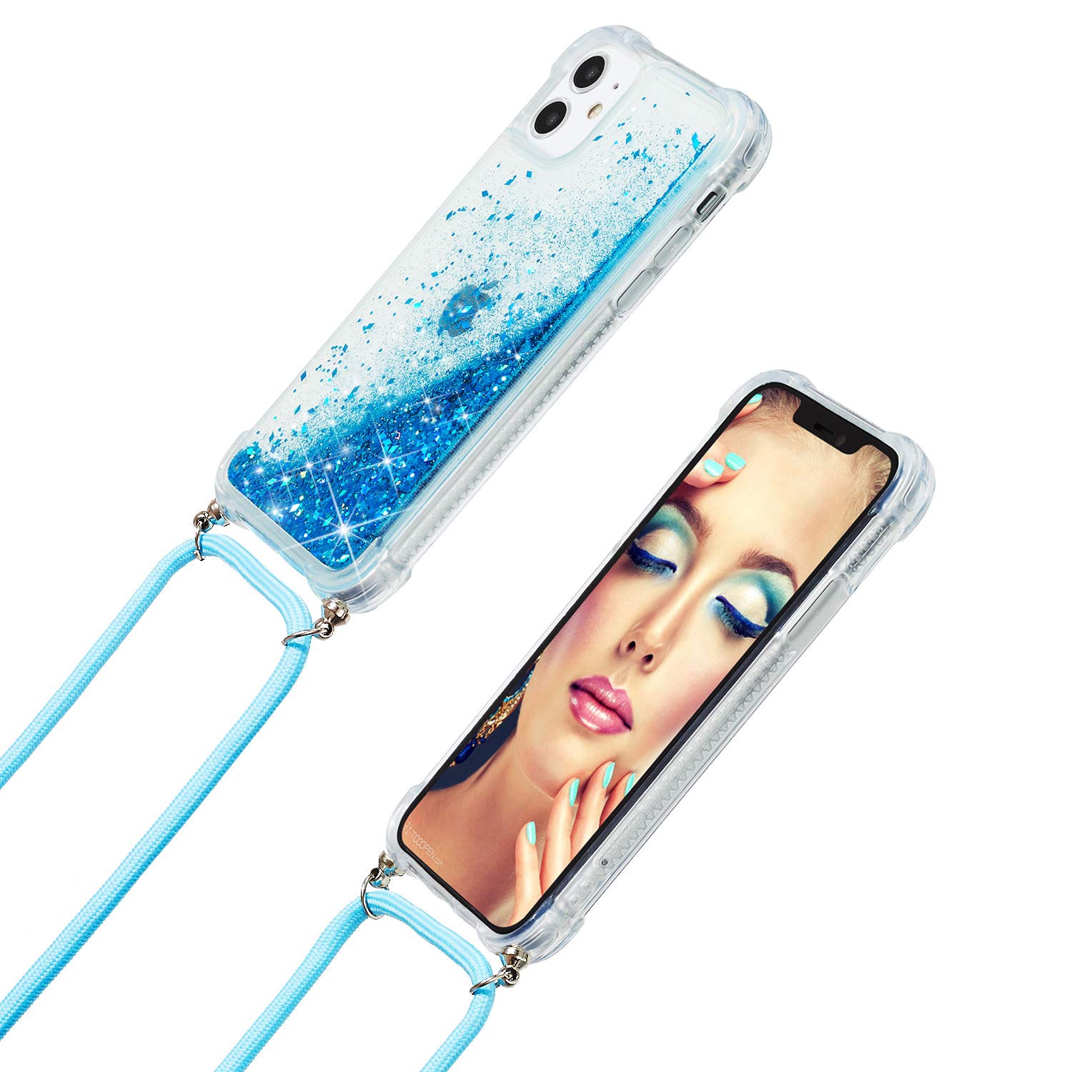 Amazon.co.jp: Omorro iPhone 12 ミニグリッター液体ケース ストラップ