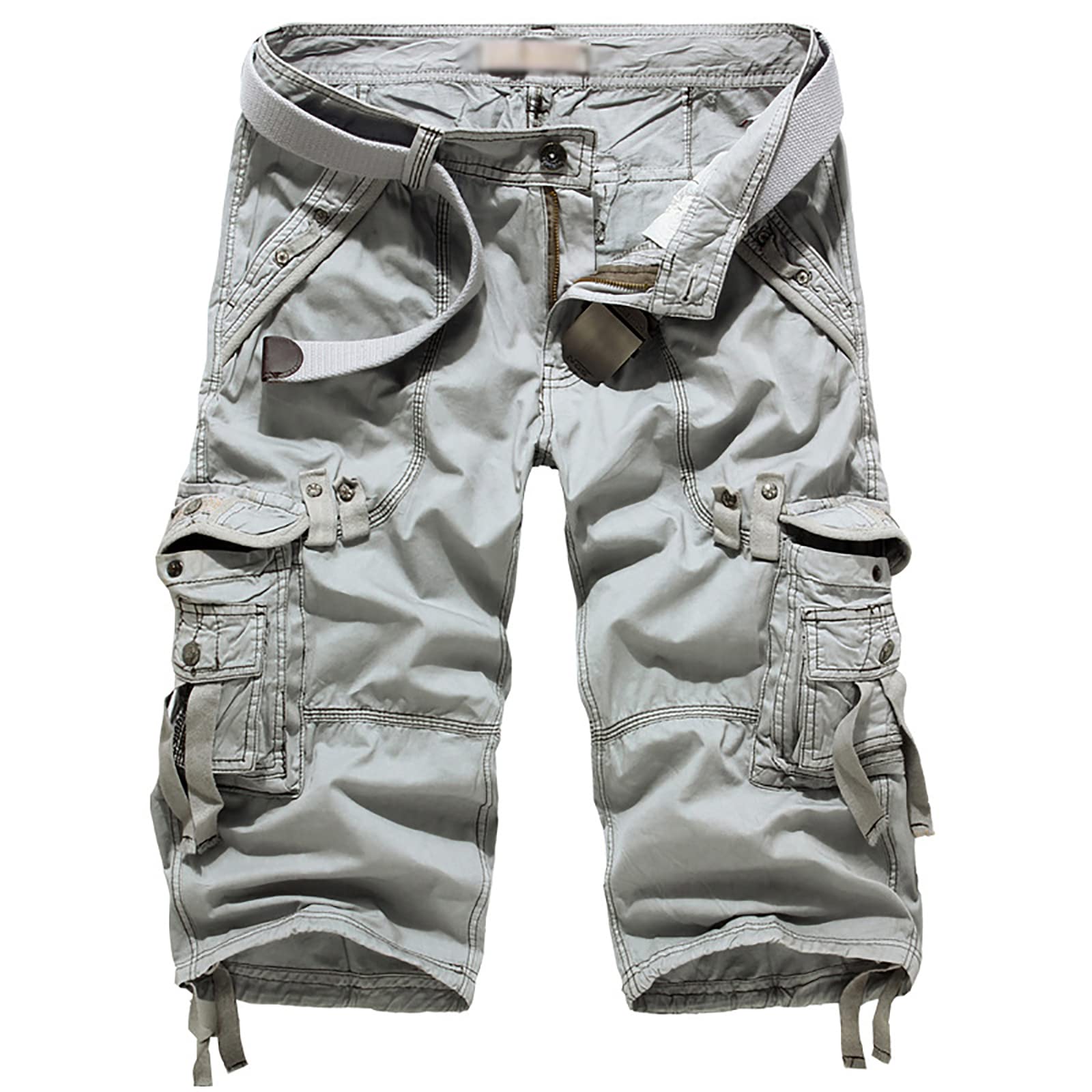 Youthful Flying Men's Grey Outdoor Cargo Shorts Multi-Pockets Cotton Tactical Combat Shorts Quick Dry Workwear Summer(Size:30w,Color:grey)