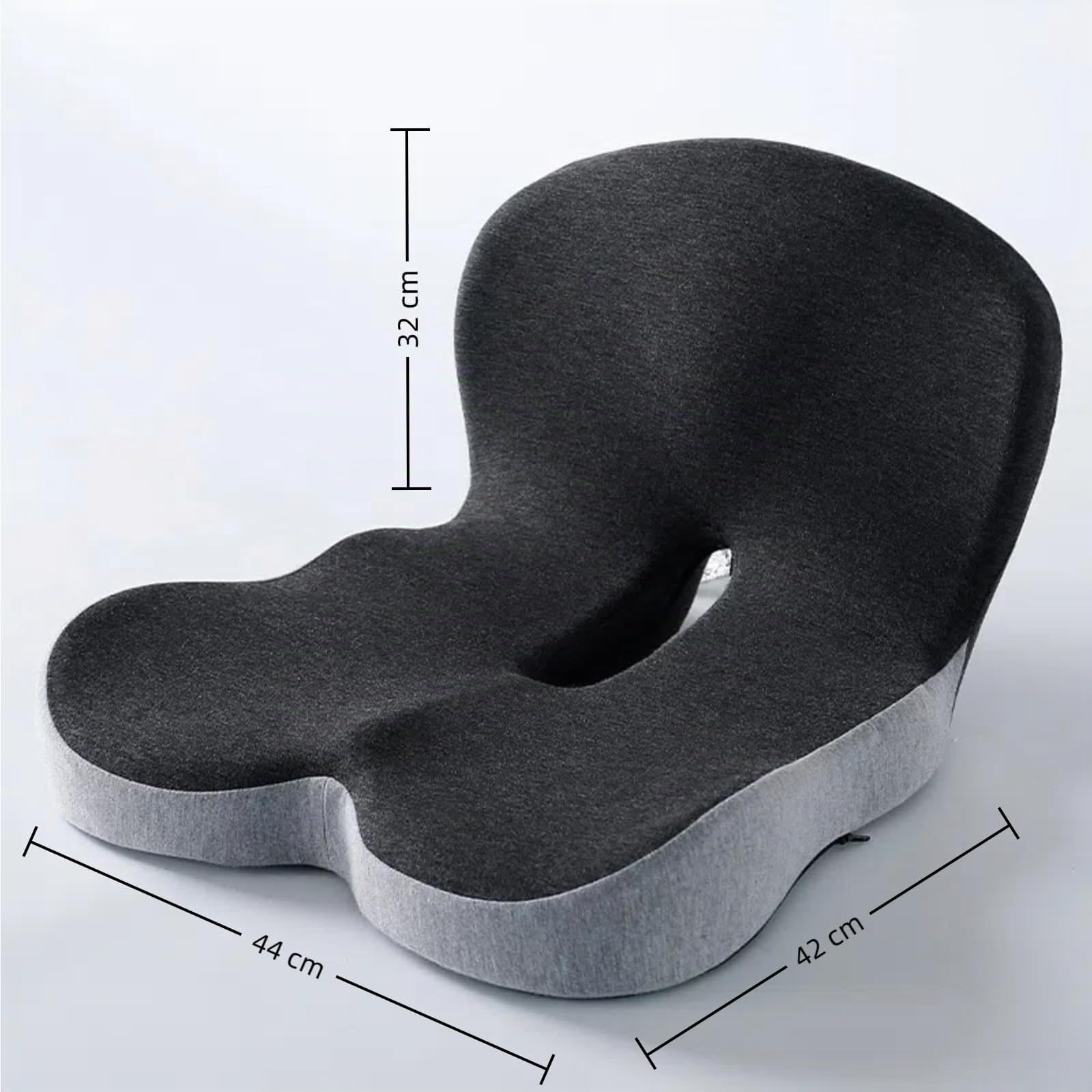 Cojín Ergonómico con Respaldo, Cojín de Asiento para Silla de Oficina & Coche, Cojín de Asiento con Soporte Lateral para Aliviar Dolor de Espalda