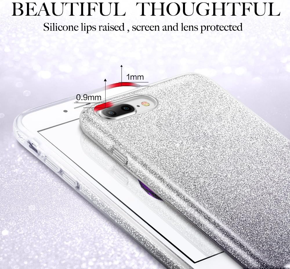 ESR iPhone 8 Plus Case, iPhone 7 Plus Case,Glitter Sparkle Bling Case [Three Layer] for Girls Women [Supports Wireless Charging] for 5.5" iPhone 8 Plus/7 Plus(Dark)