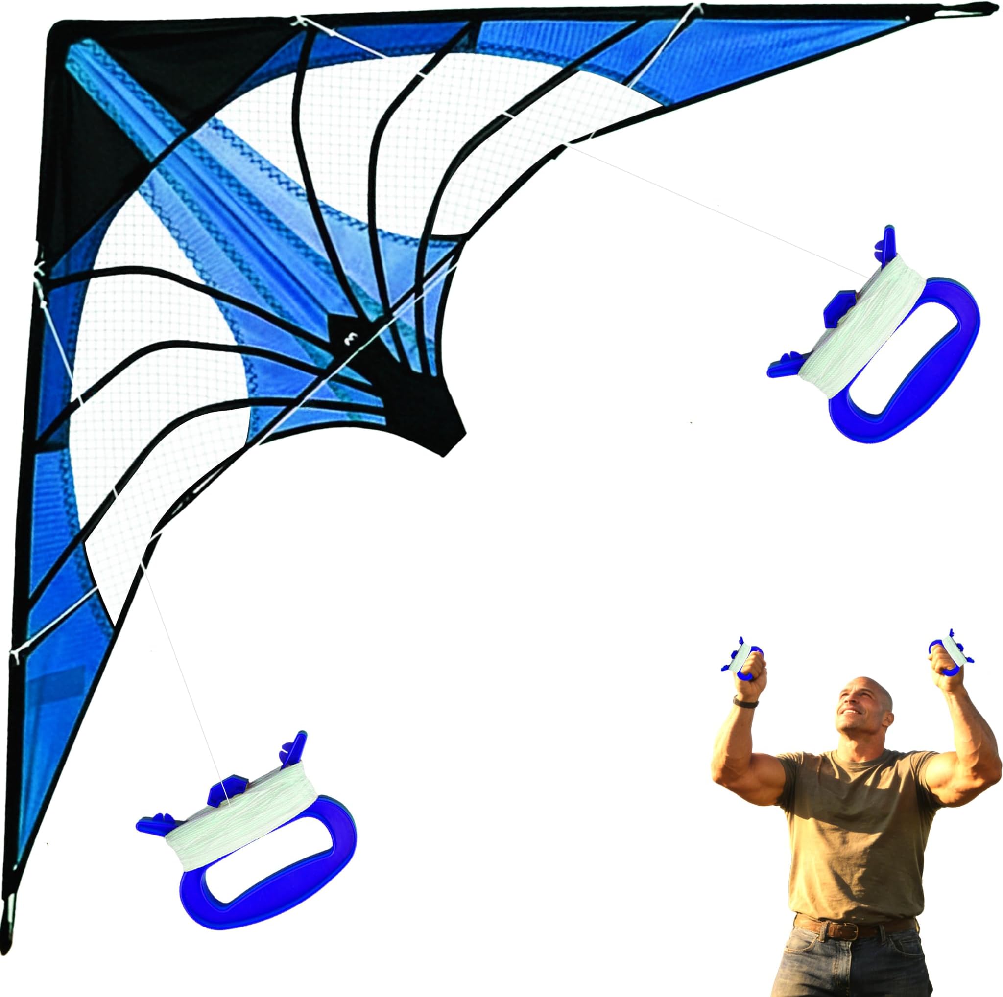 HENGDA KITE-Upgrade Star Rhyme 48 Inch Dual Line Stunt Kite for Kids and Adults,Outdoor Sports,Beach and Fun Sport Kite,Handle,Line,and Bag Included