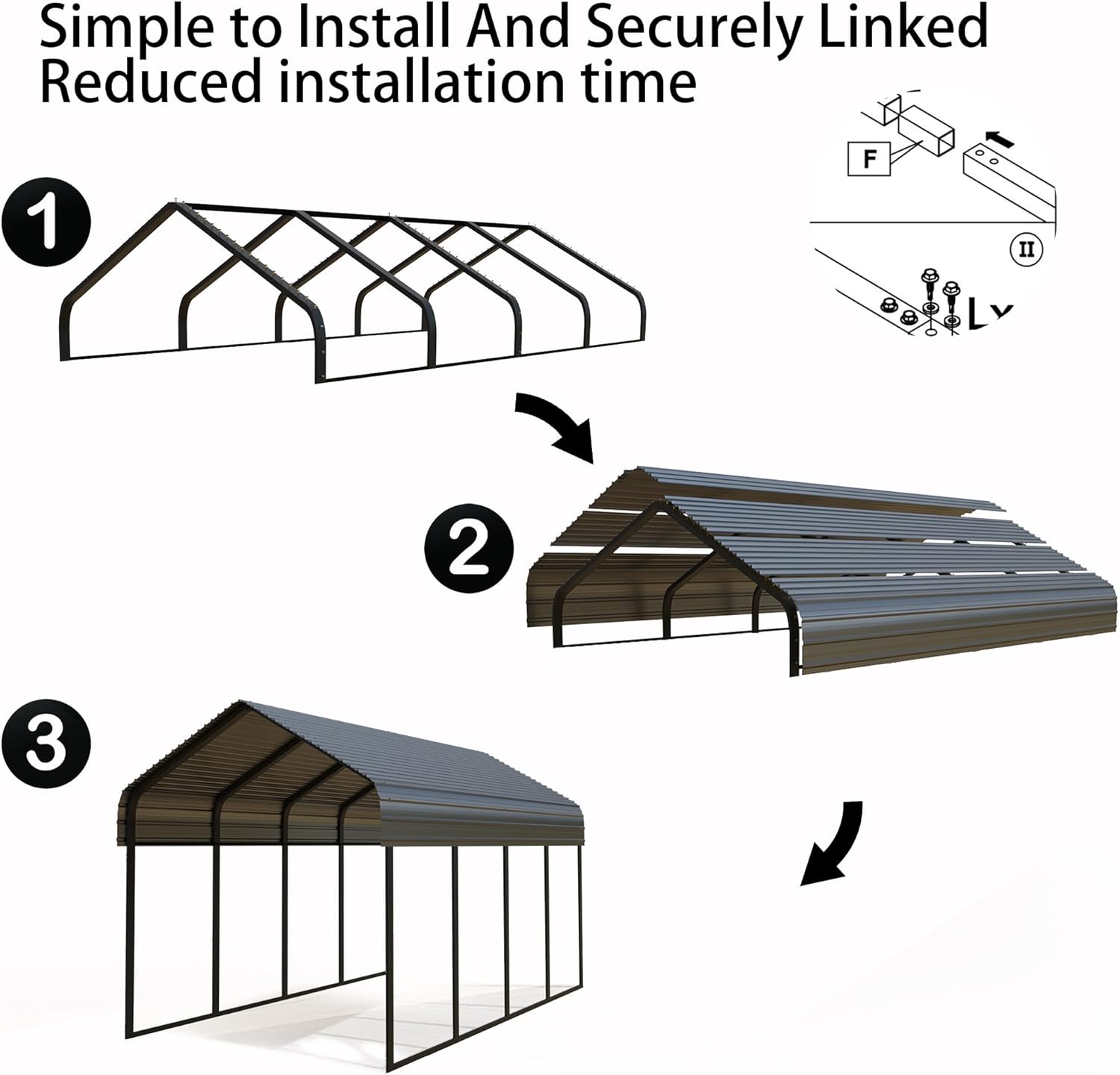 10x20 FT Heavy Duty Extra Large Metal Carport with Vertical Roof Design - All Weather Protection Galvanized Steel Shelter for 2 Car, Dual Vehicle, RV and Boat Storage (10x20 FT)