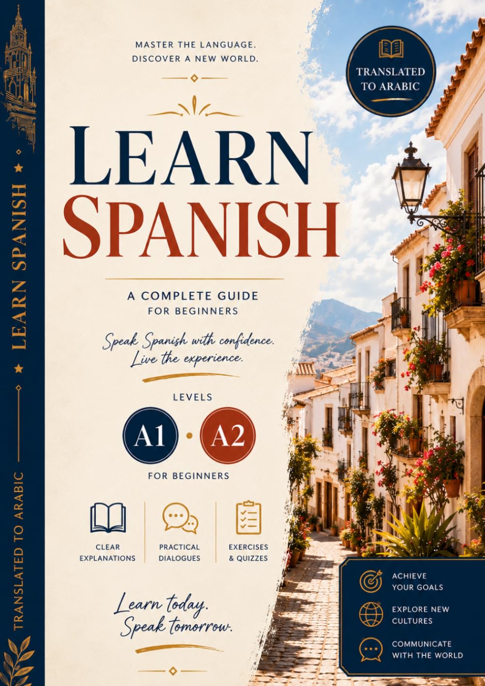 Complete spanish course A1 + A2: Grammar, vocabulary, and exercises with Arabic translation