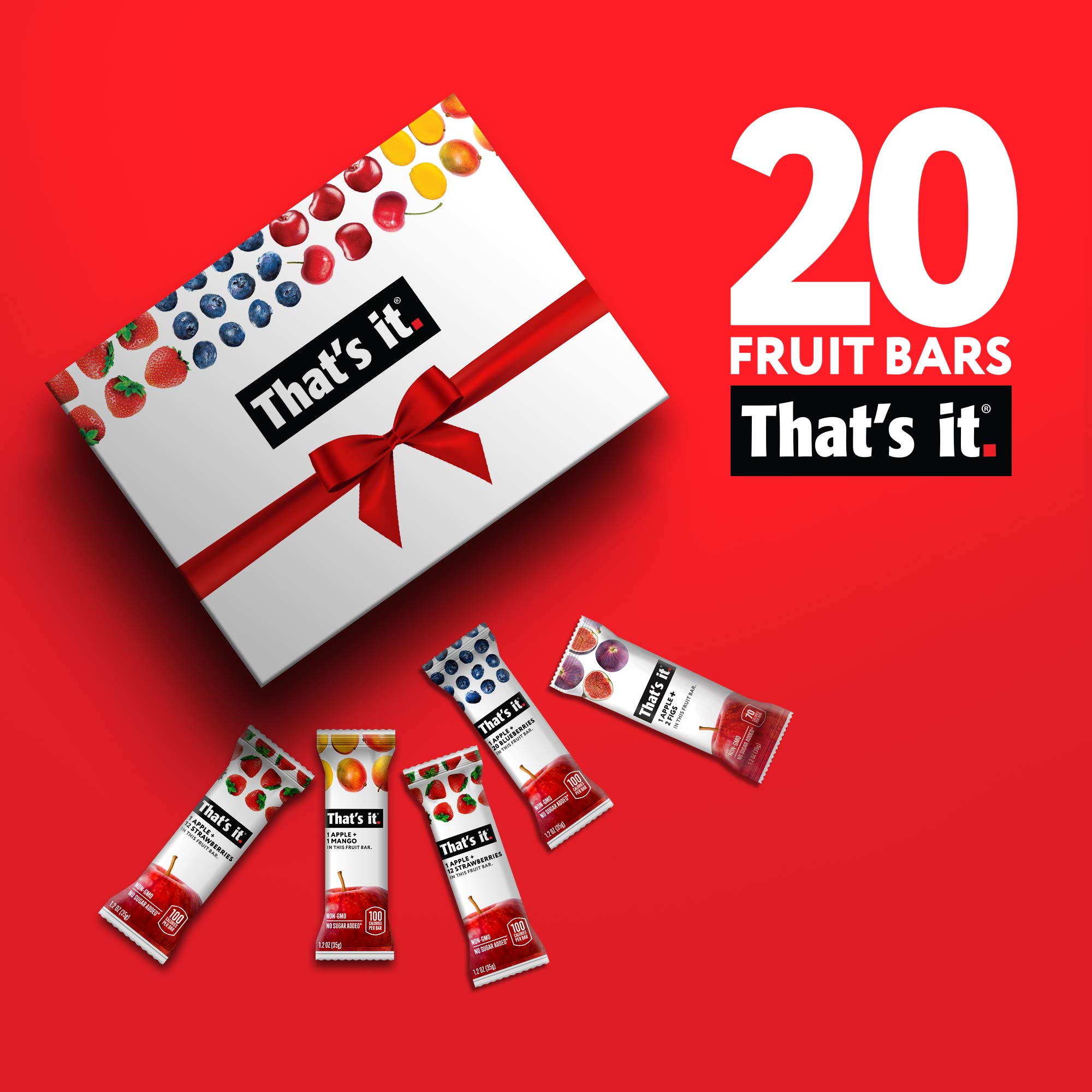 That's it Fruit Bars Snack Gift Box { 20 Pack }100 All Natural, Gluten