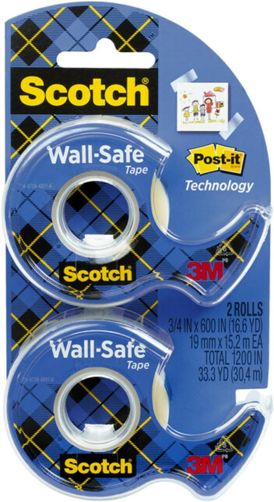 Scotch WallSafe Tape, Repositionable, Invisible, Engineered for