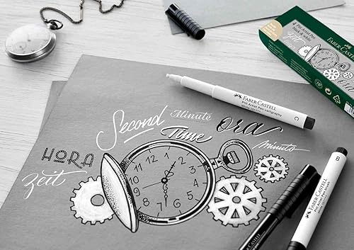 Miniatura 2 de Faber-Castell Pitt, pluma artística y gráfica, caligrafía india, tinta blanca, bolígrafo de un solo pitt, para arte, manualidades, dibujo, bocetos,