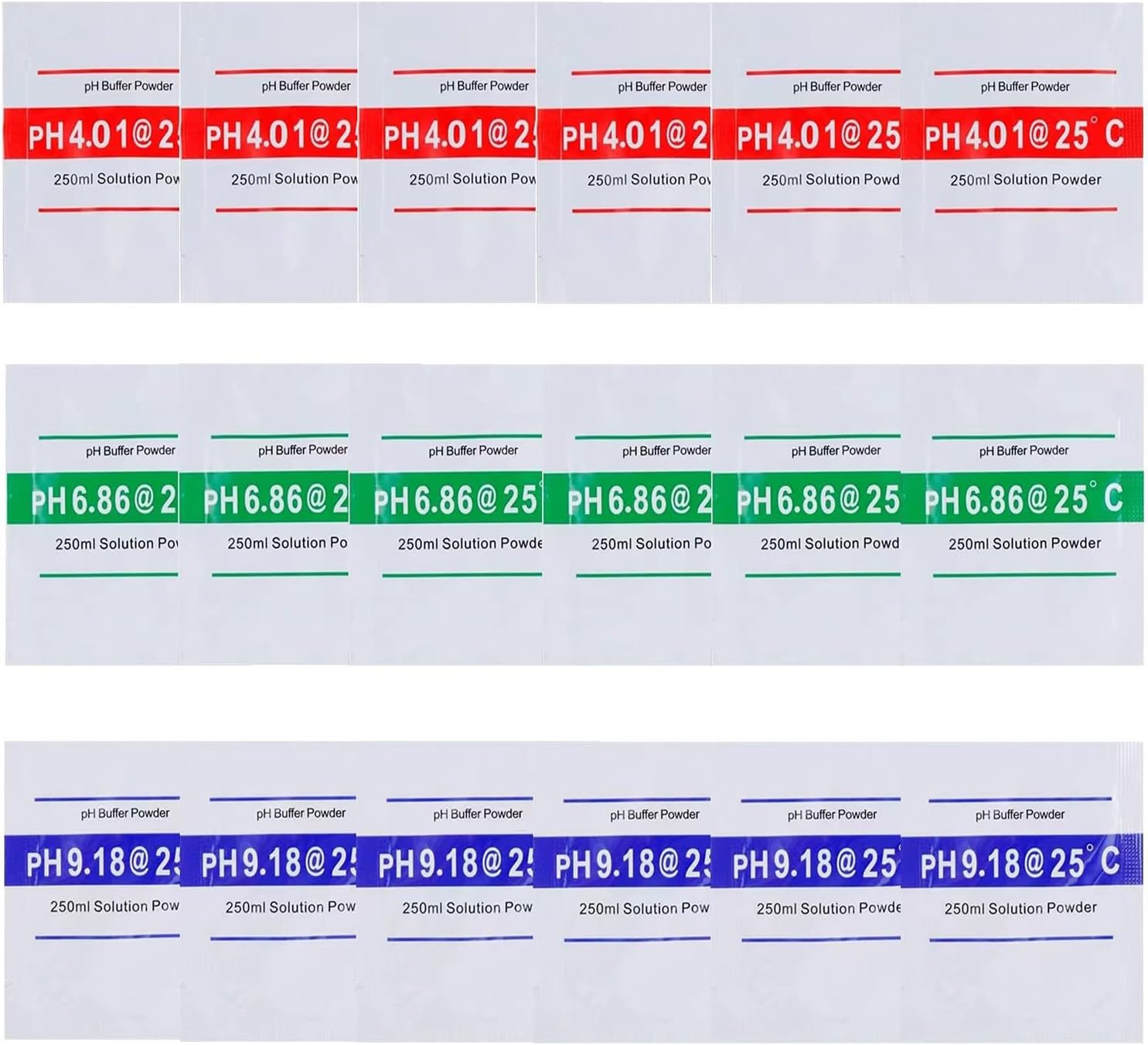 VERENIX 18 Pcs pH Meter Buffer Solution Powder, pH Buffer Calibration Solution Powder, pH Meter Calibration Packets for Precise and Easy use, 4.01pH, 6.86pH and 9.18pH